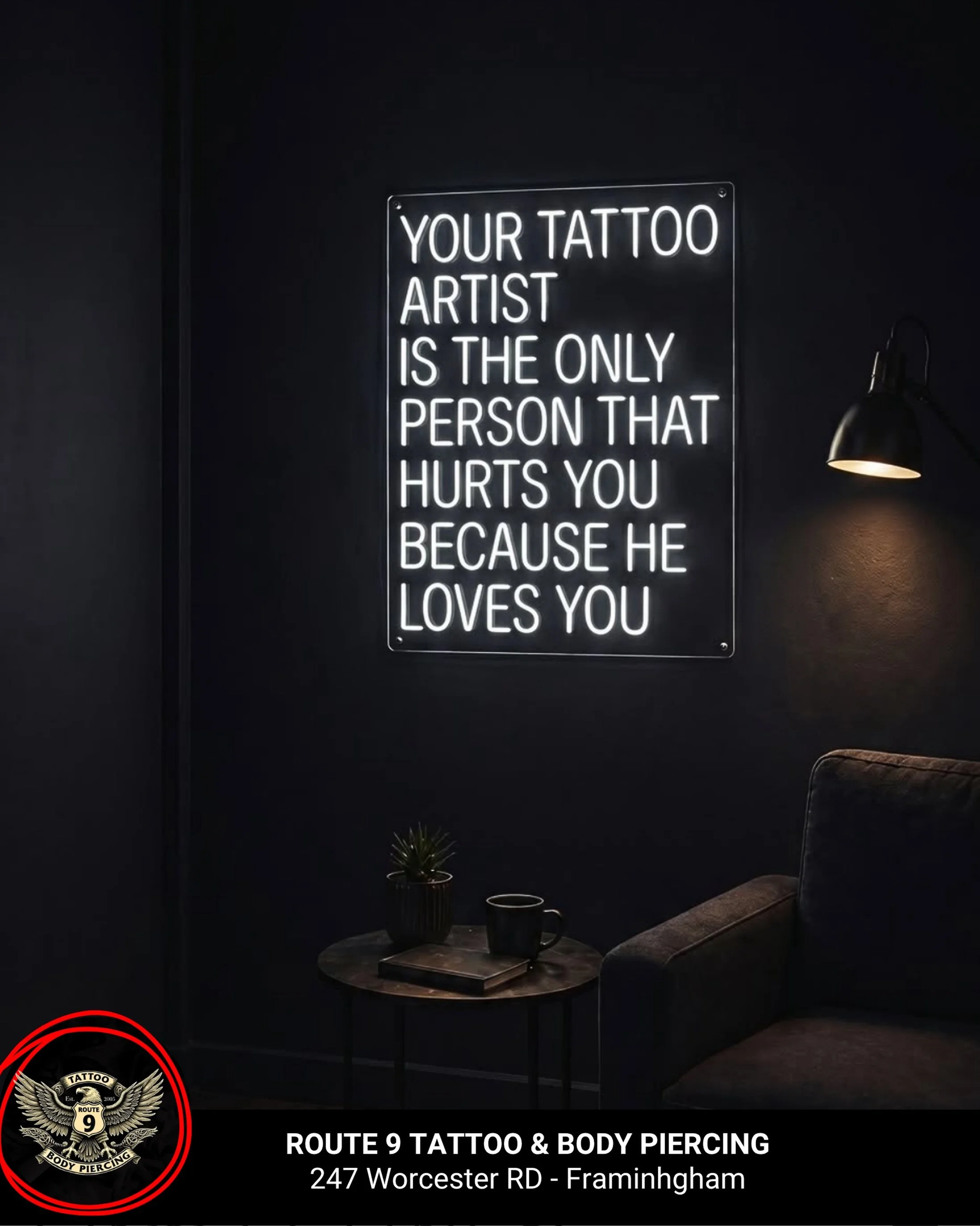 We love you ! 🖤

Who&rsquo;s ready for their next bad decision that actually looks amazing? 👀

📍 Route 9 Tattoo &ndash; 247 Worcester Rd, Framingham, MA
📞 (508) 875-8280 | 📩 Book via DM
Open Tuesday to Saturday, 12PM&ndash;6PM
Walk-ins always we