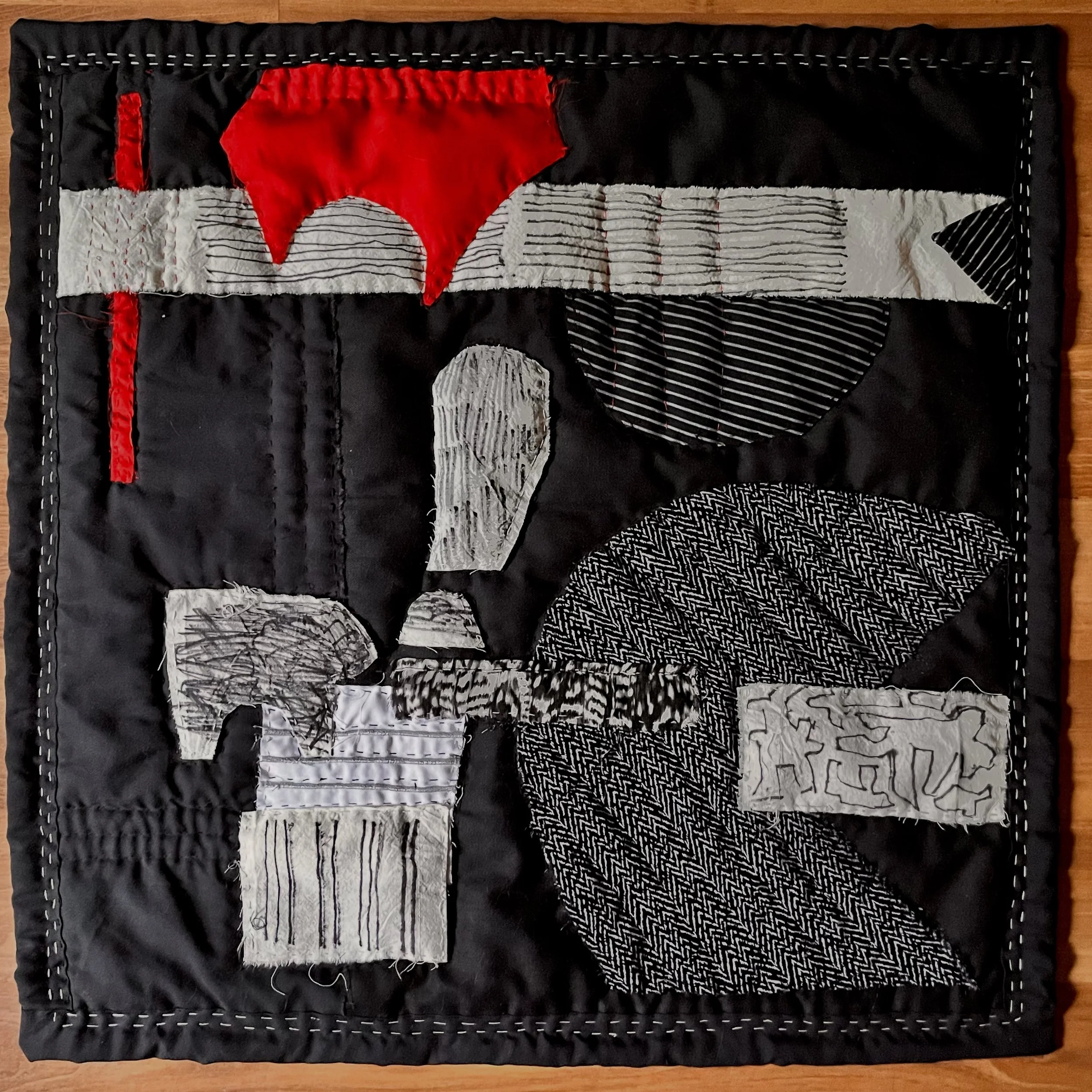 QUILTED TEXTILE, 25 INCHES x 24.5 INCHES, 2025
