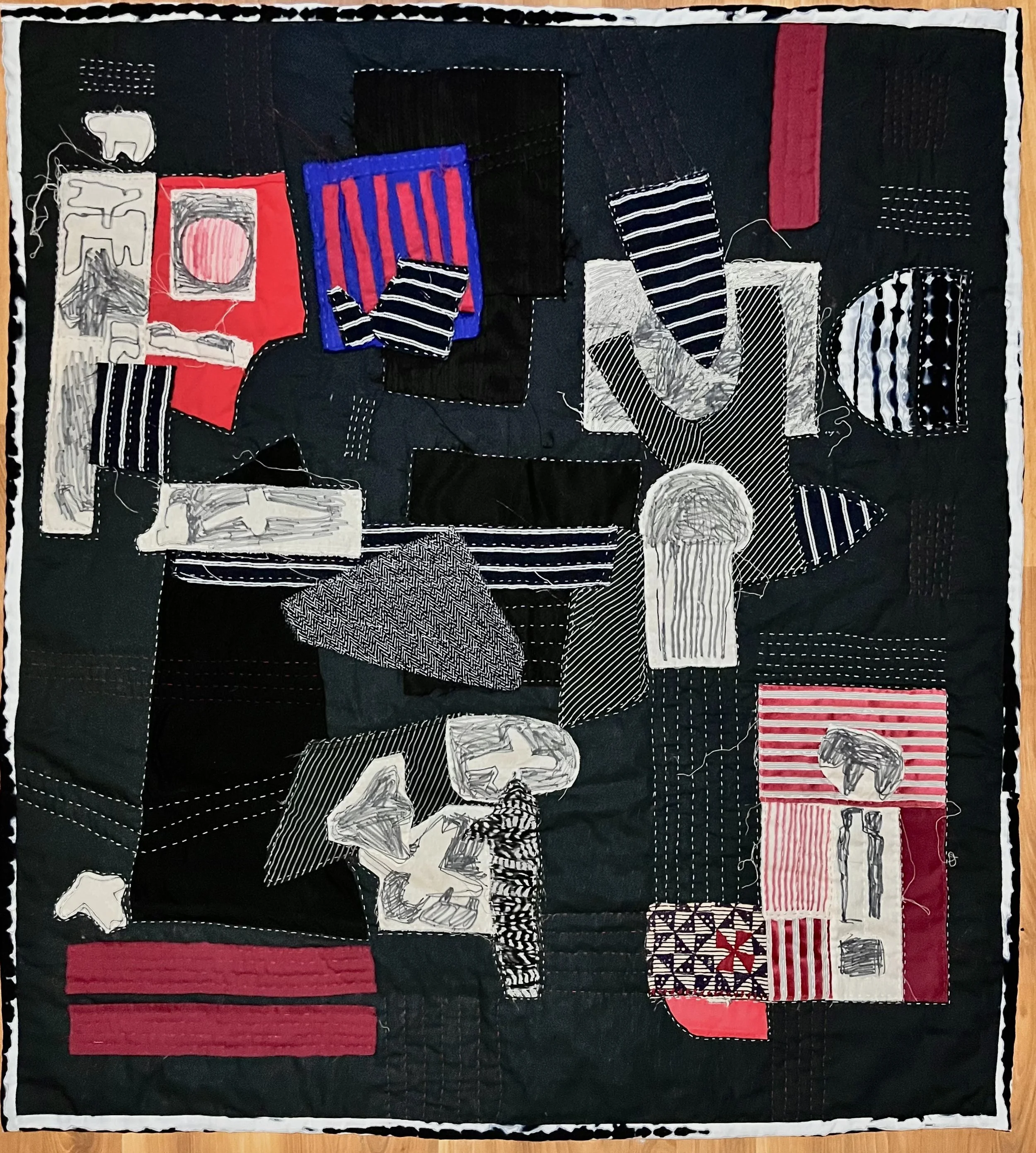QUILTED TEXTILE, 53.5 INCHES x 49 INCHES. 2025