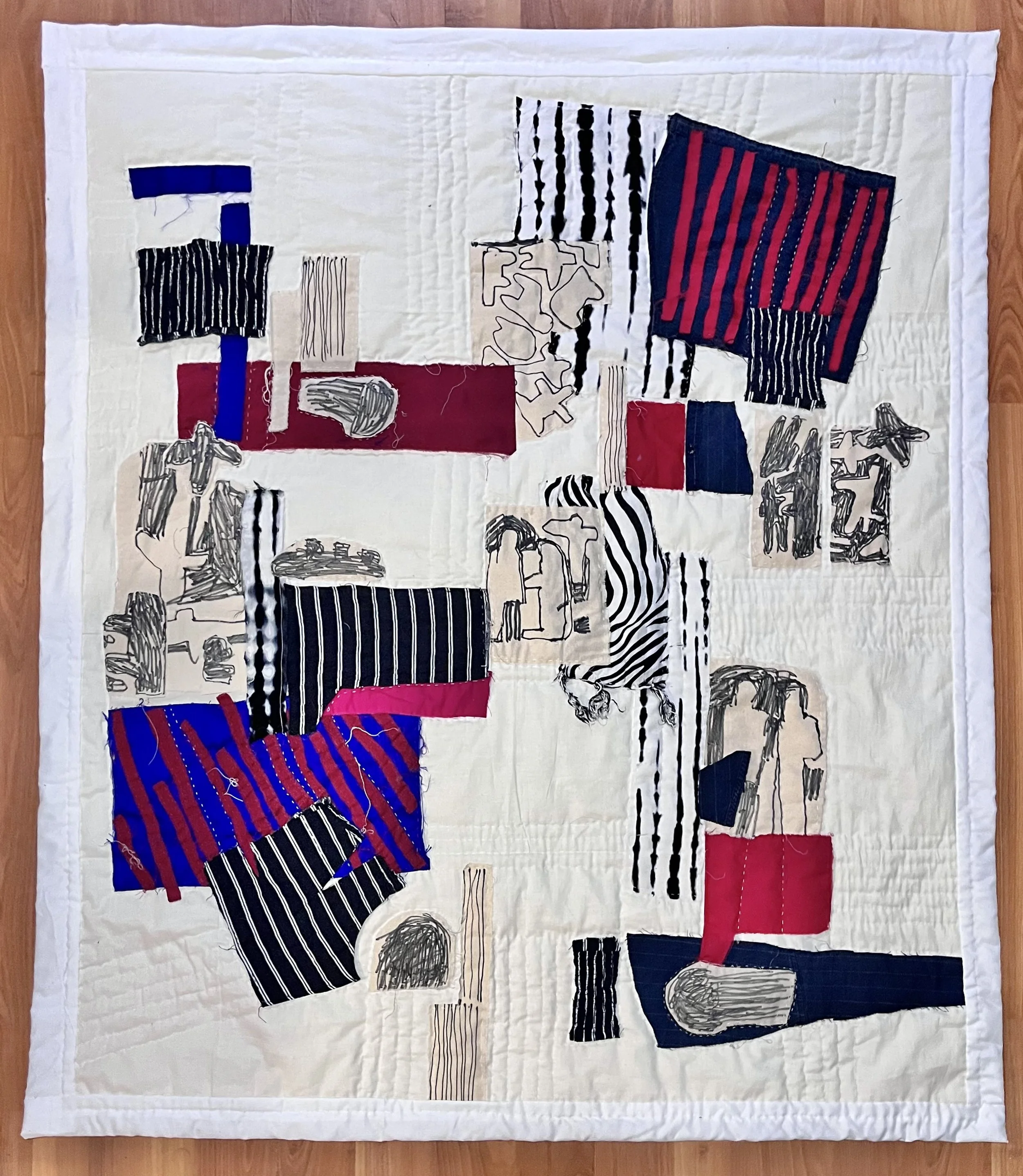 QUILTED TEXTILE, 55 INCHES x 47 INCHES, 2025