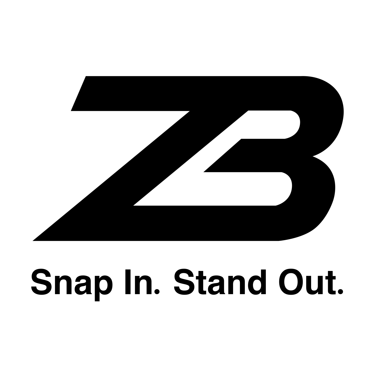 Bold black letter Z and 3 with the tagline 'Snap In. Stand Out.' underneath.