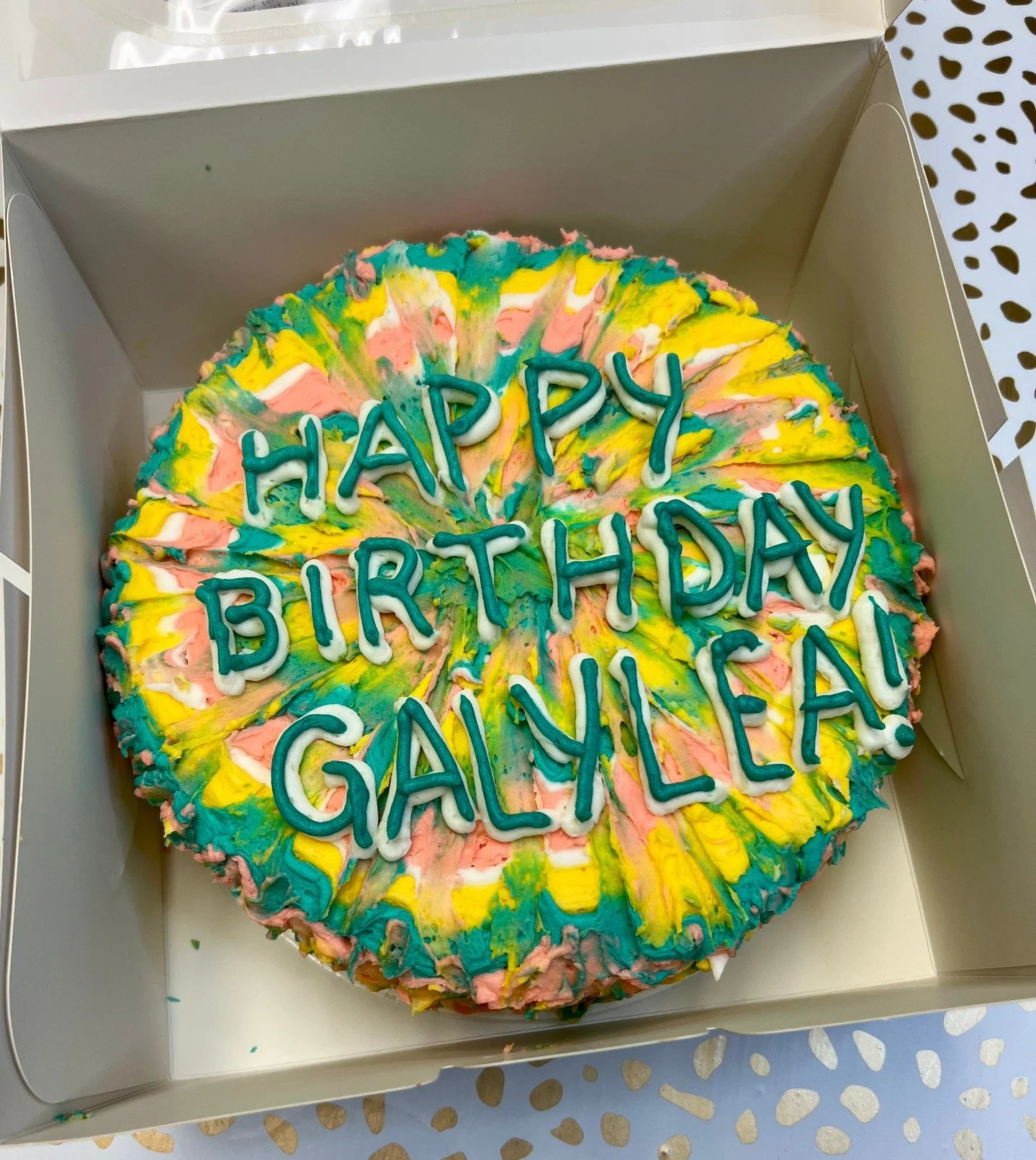 We were so excited to see how the baker was going to make a &ldquo;tie-dye&rdquo; birthday cake request! Thanks Cake4kids!

#fosterfete 
#celebrateeverything