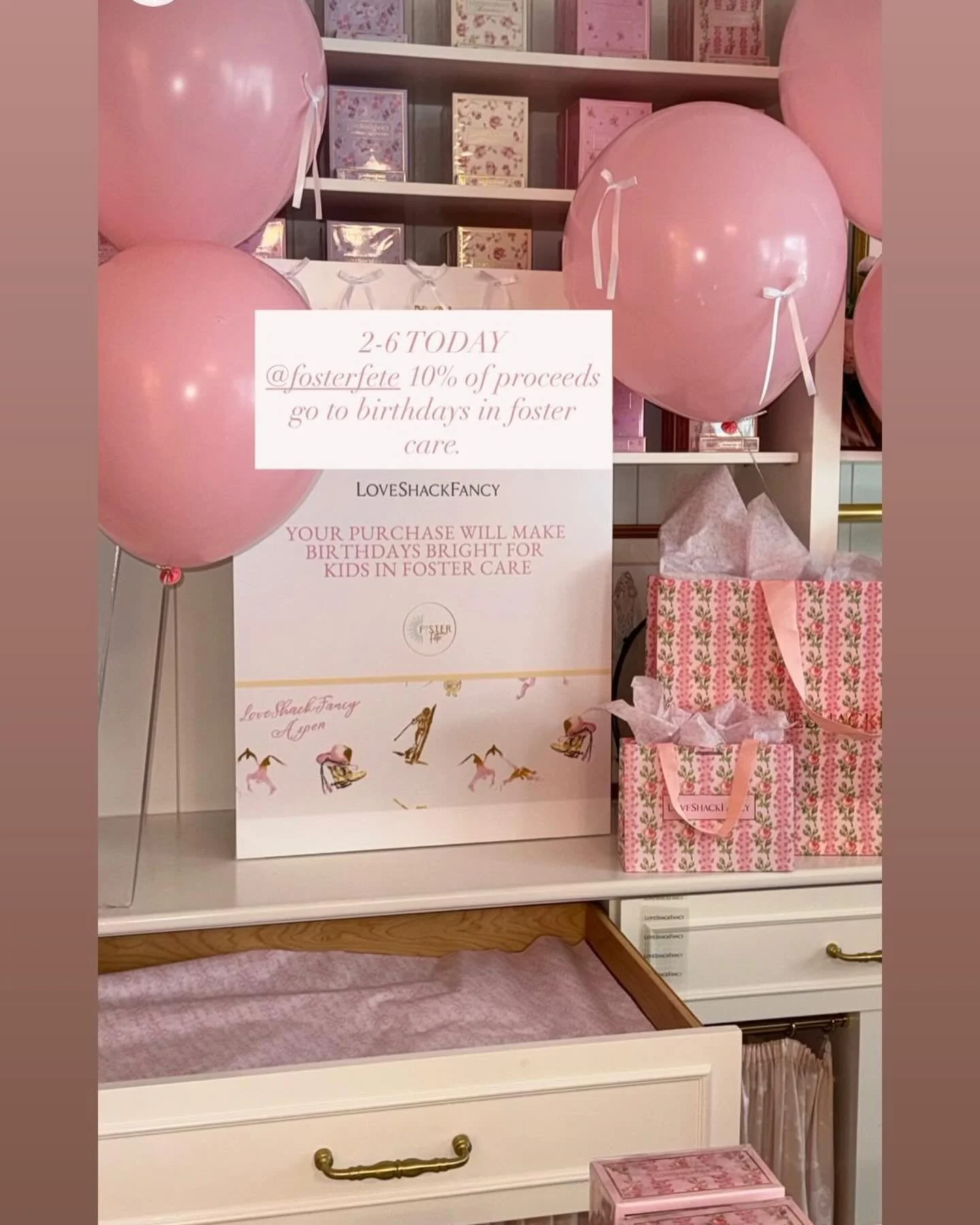 Our favorite giveback event with @loveshackfancy 🎀 Let&rsquo;s hope that snowfall today was our good luck charm ❄️