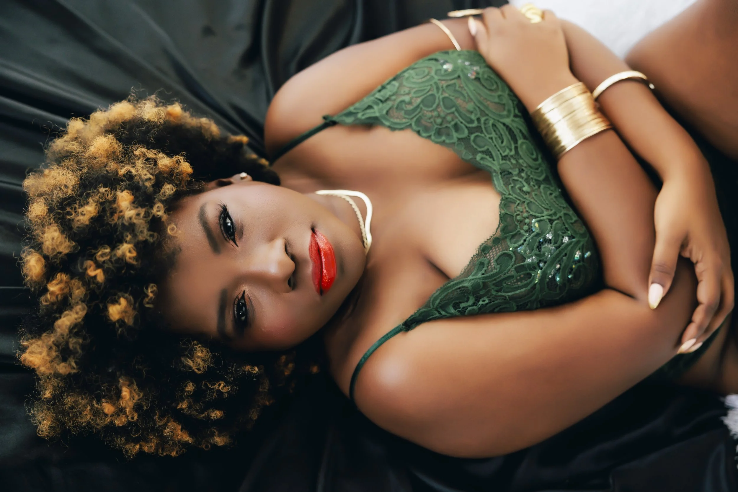 Boudoir wardrobe styling guide with couture lingerie and robes at The Goddess Experience studio Winston-Salem NC