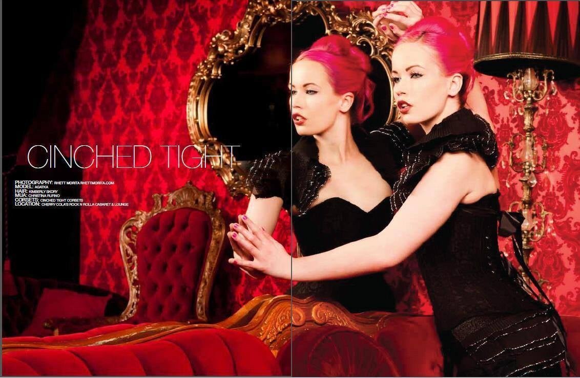 Filigree Magazine
Photography by Rhett Morita
Hair: Kimberly Skory
MUA: Christina Rufino
Clothing by Cinched Tight Corsets
Model: Agata Waclawska