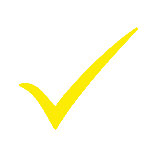 Black background with a large yellow checkmark.