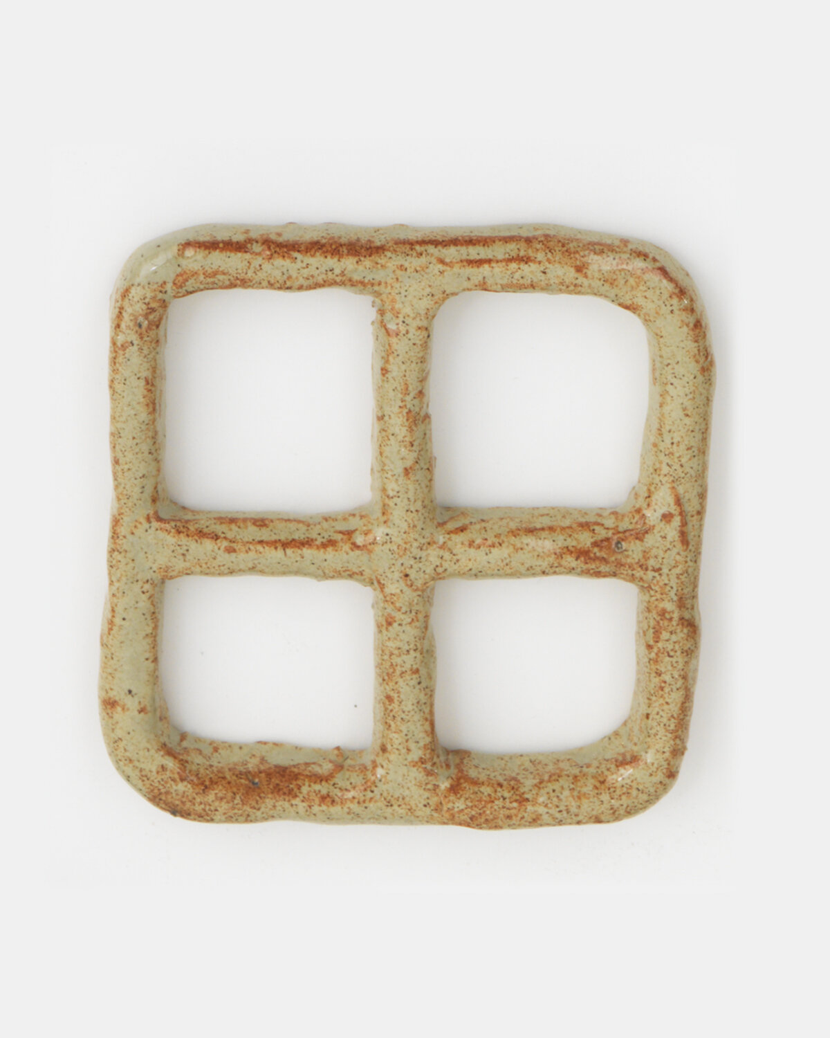   Square Pretzel with  Orange Speckles   Ceramic 3 x 3 inches    