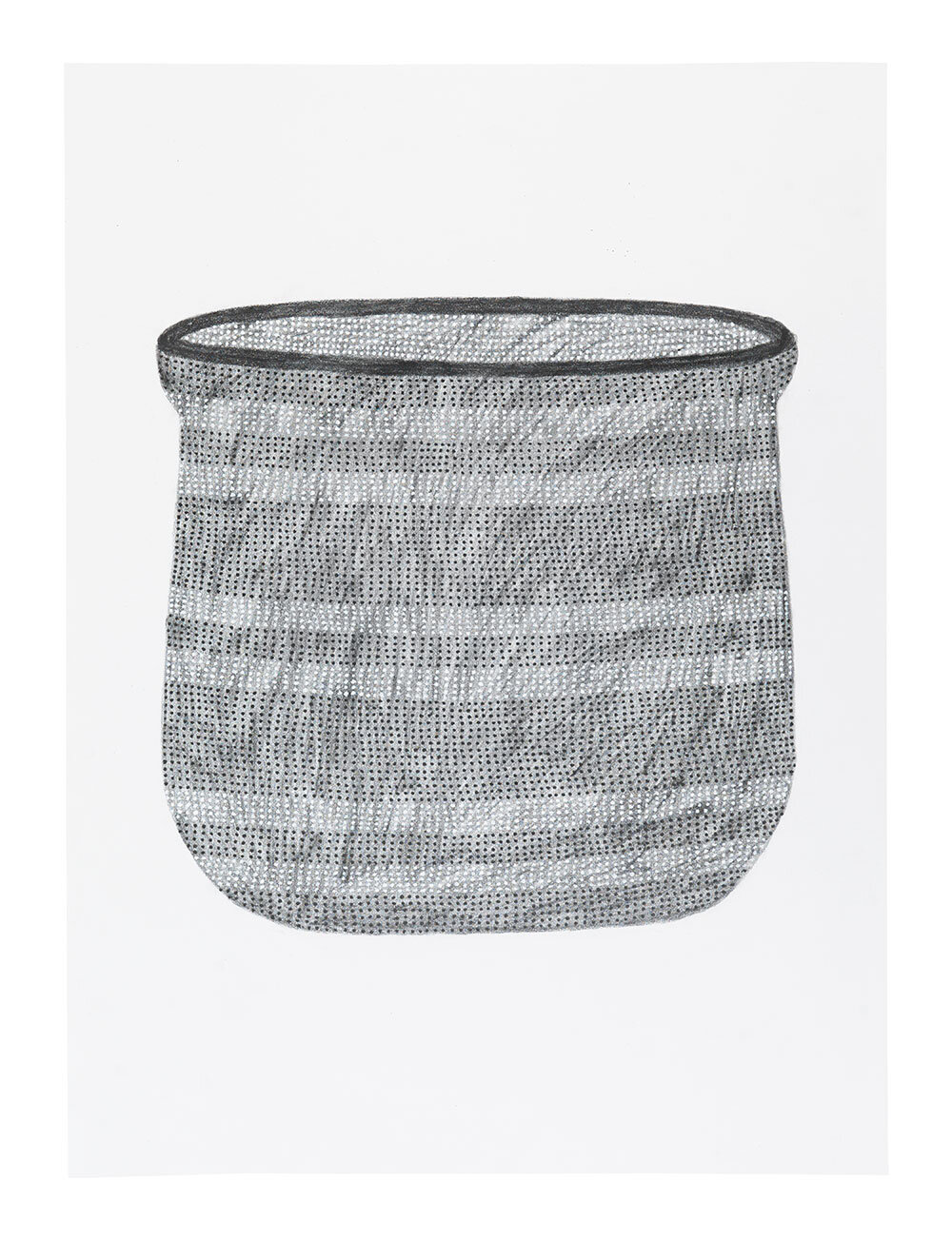   Round Black &amp; White Dot Basket  Graphite and paint on paper  30 x 22 inches   