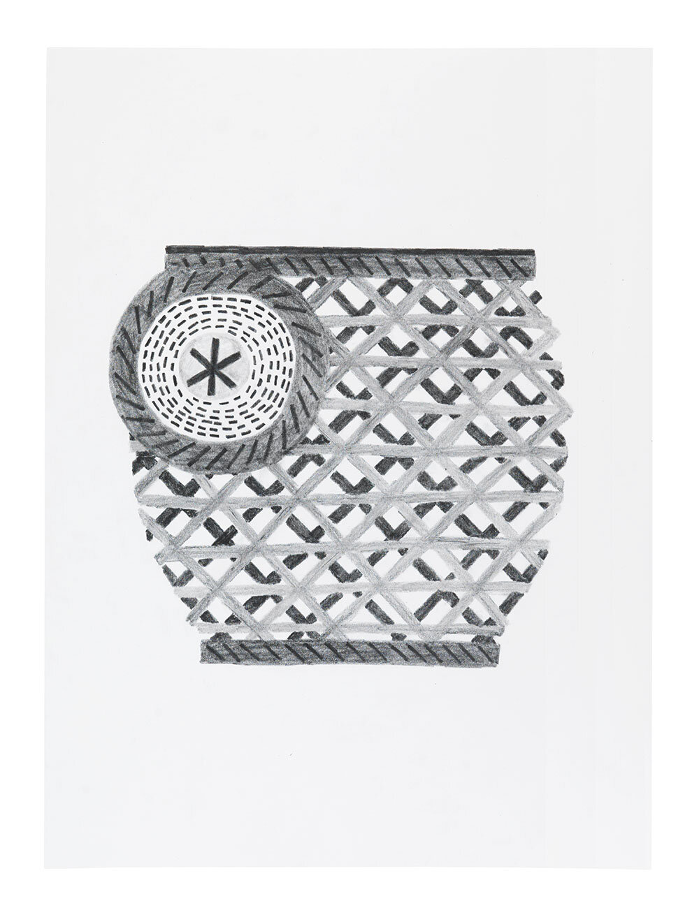   Cross Weave Basket with Lid   Graphite on paper 22 x 30 inches    