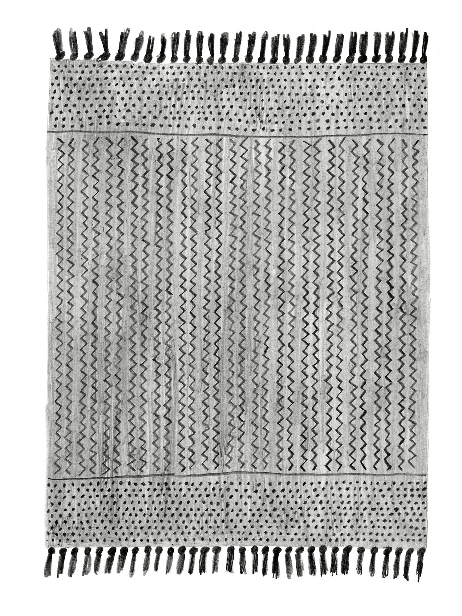   Dots &amp; Zig-Zags Rug   Pencil on paper 12 x 9 inches   