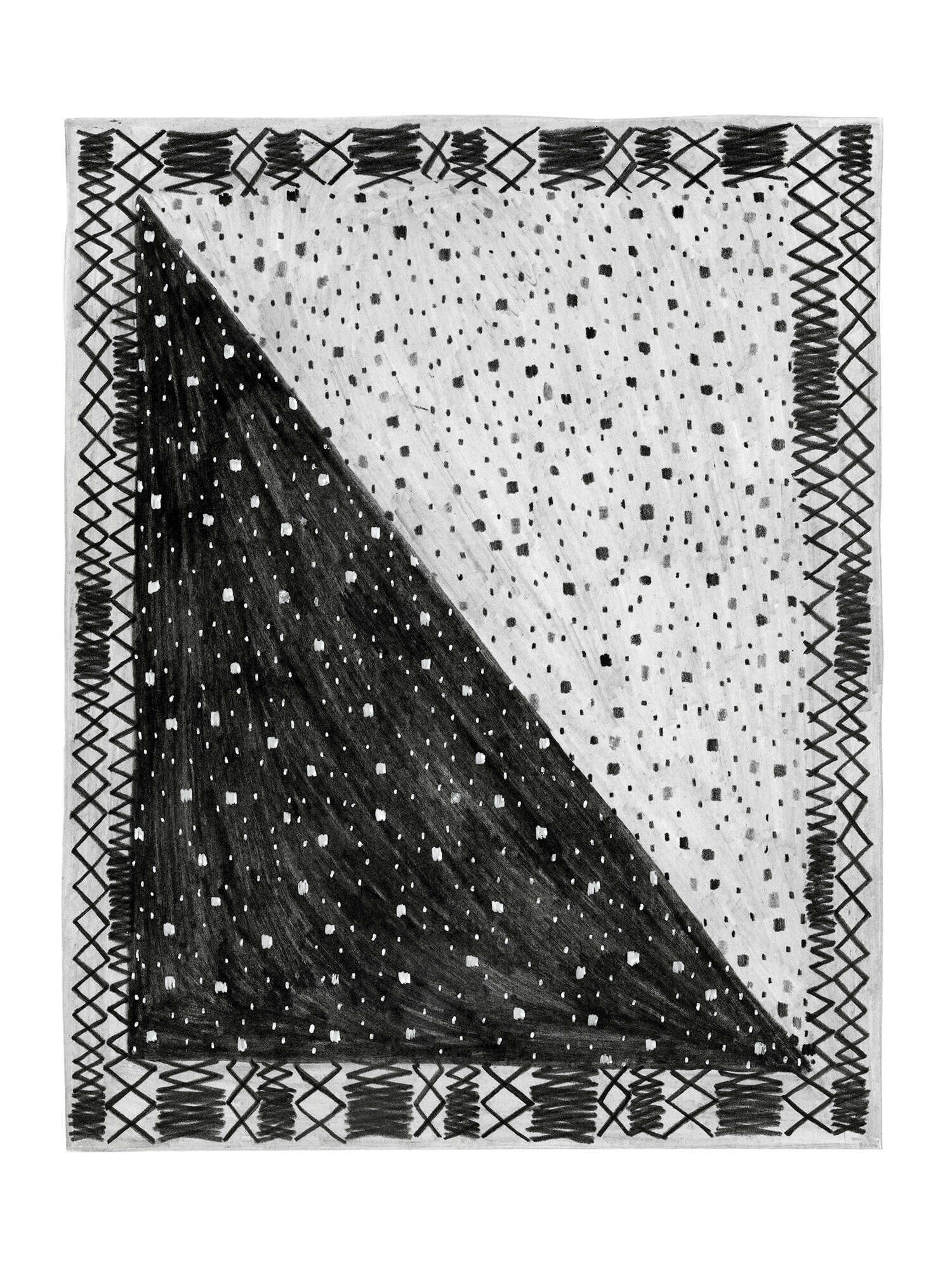   Dark &amp; Lights Stars  on Zig-Zags Rug   Pencil on paper 12 x 9 inches   