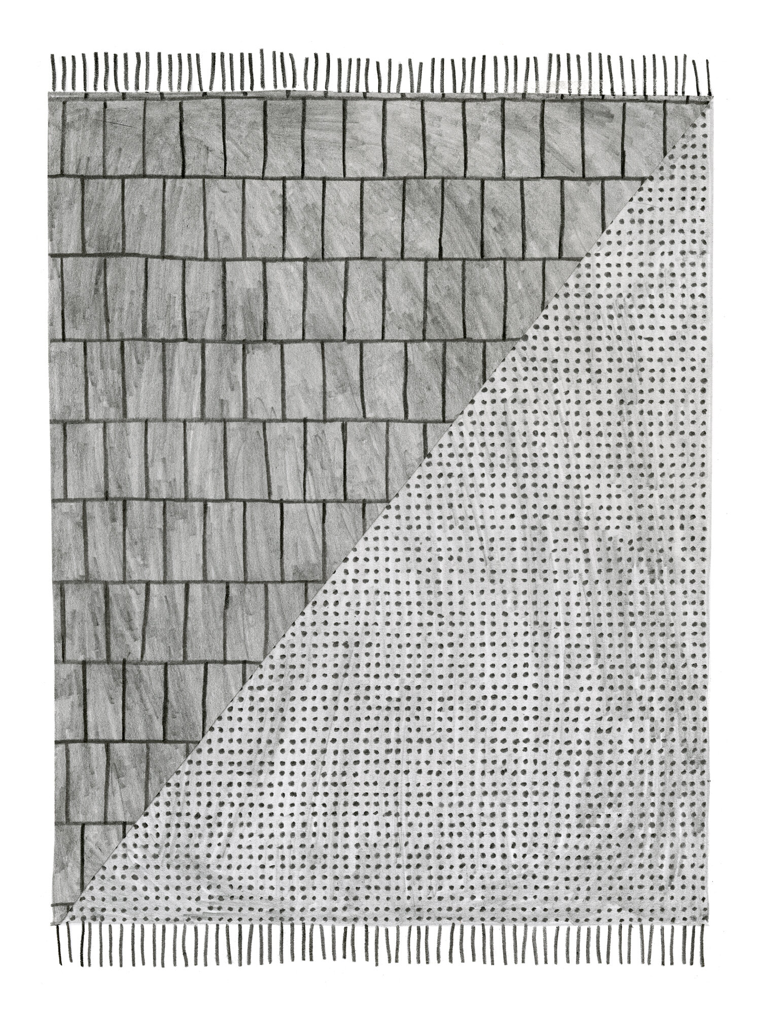   Bricks &amp; Dots Rug   Pencil on paper 12 x 9 inches    