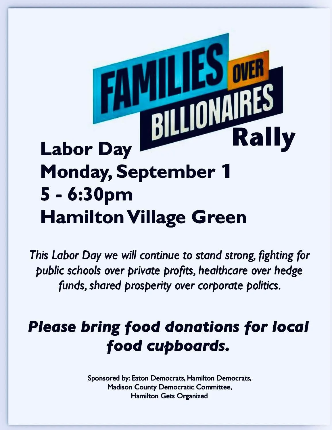 Workers over Billionaires Rally in Hamilton, NY