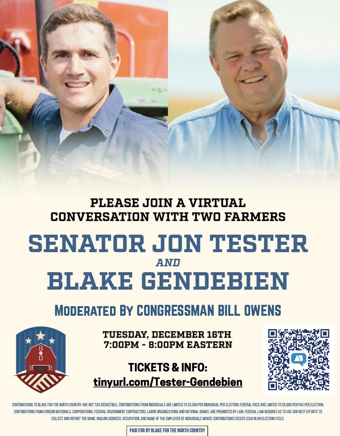 Virtual Conversation with Senator Jon Testor and Blake Gendebien