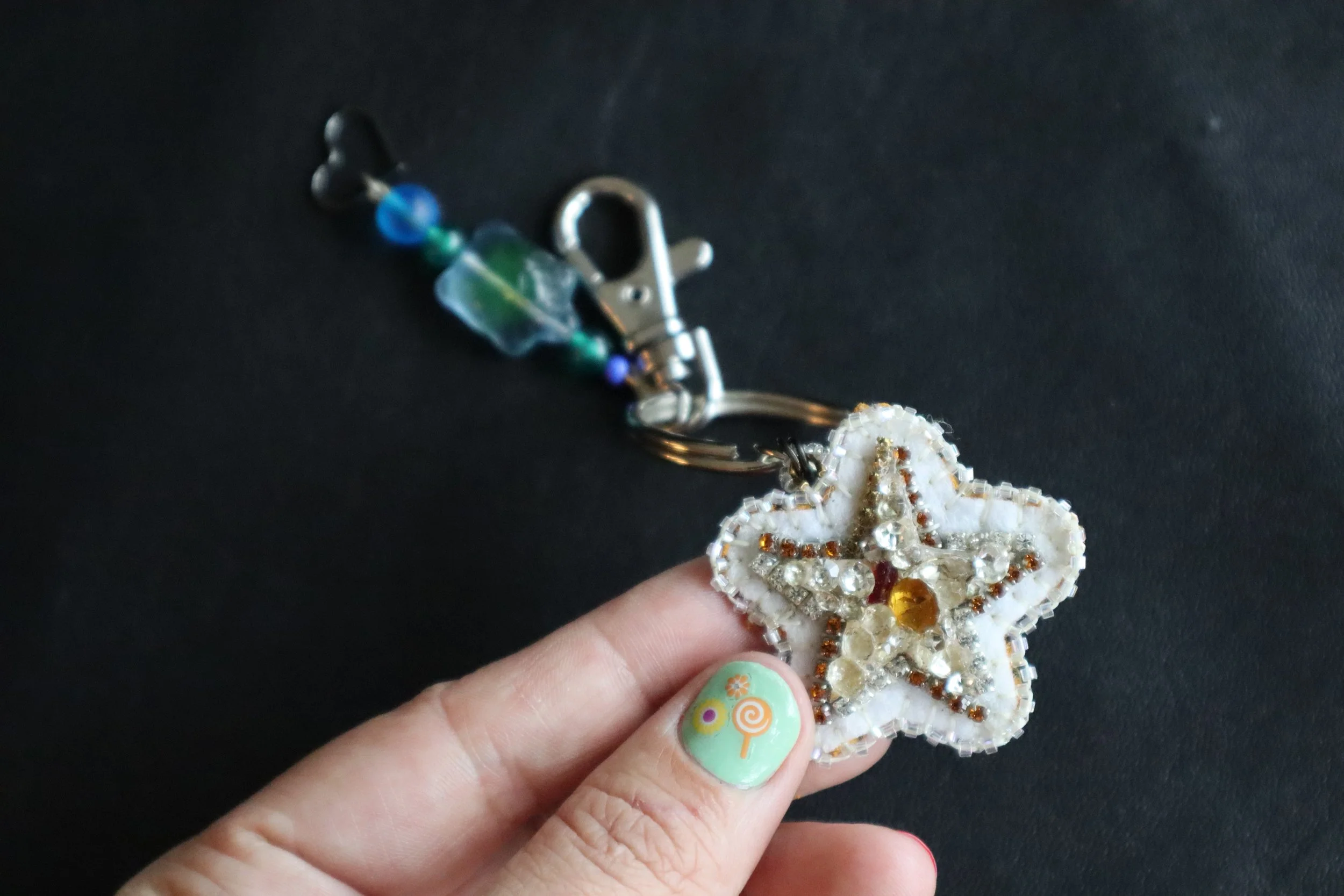 Star! Charm + Turtle Beaded Keychain