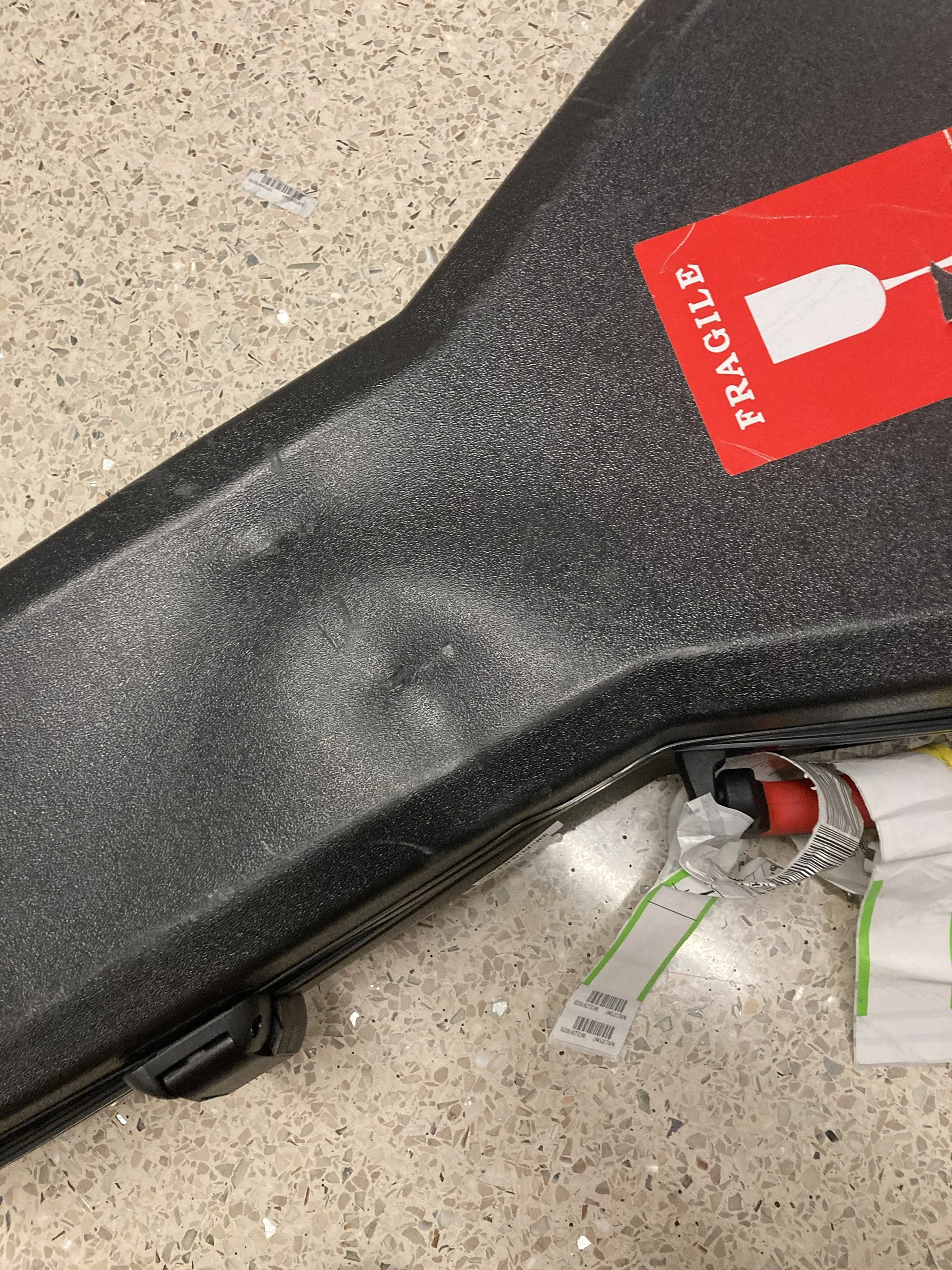 Flight case at baggage claim area