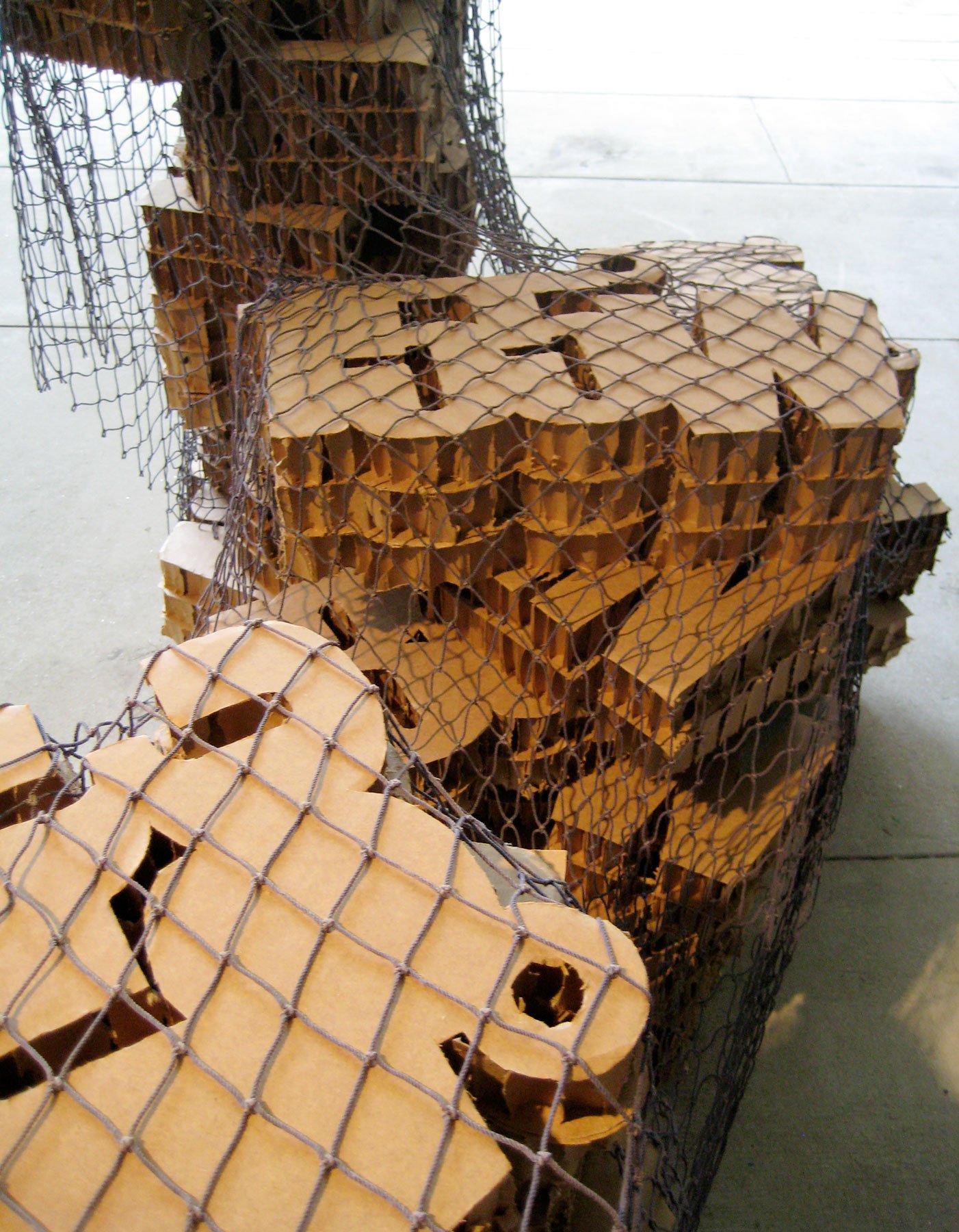  Great, Pacific Garbage Patch  
honeycomb cardboard, nylon 
36" x 62" x 30" 
2010