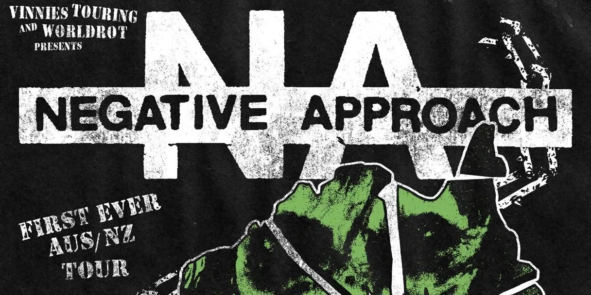 Black Poster with white title Negative Approach