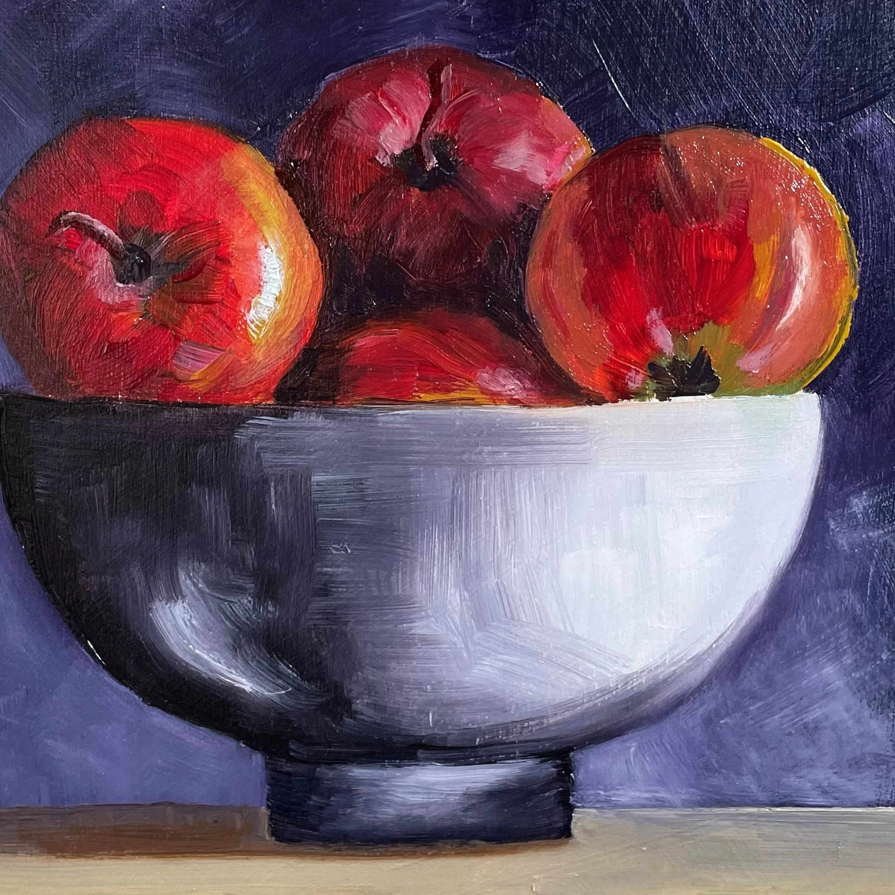 Bowl of Apples, 6x6ins, oil on panel - SOLD