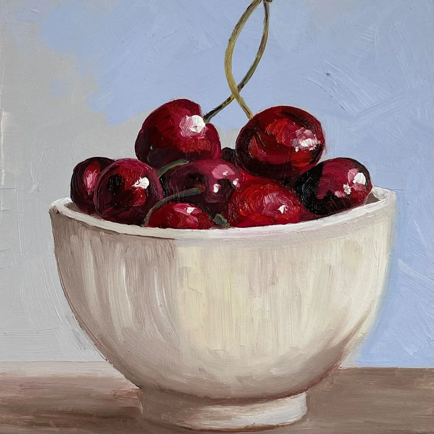 Bowl of Cherries, 5x5ins, oil on panel - SOLD