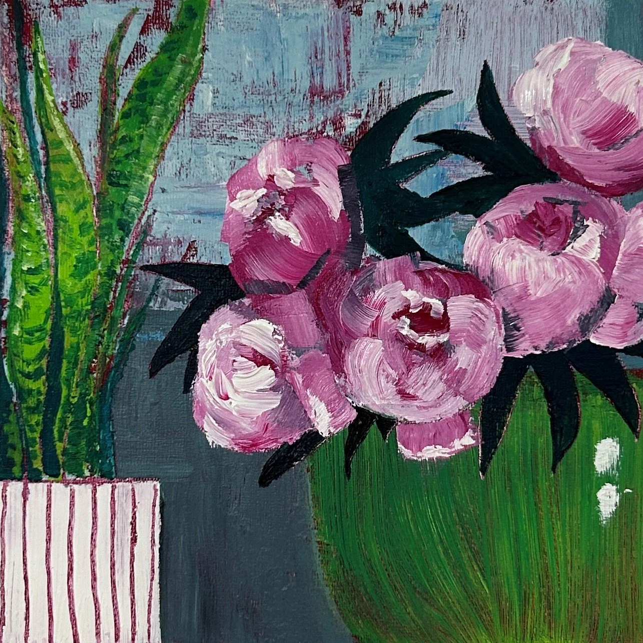 Mother-in-Law's Peonies, 12x12ins, oil on board - SOLD