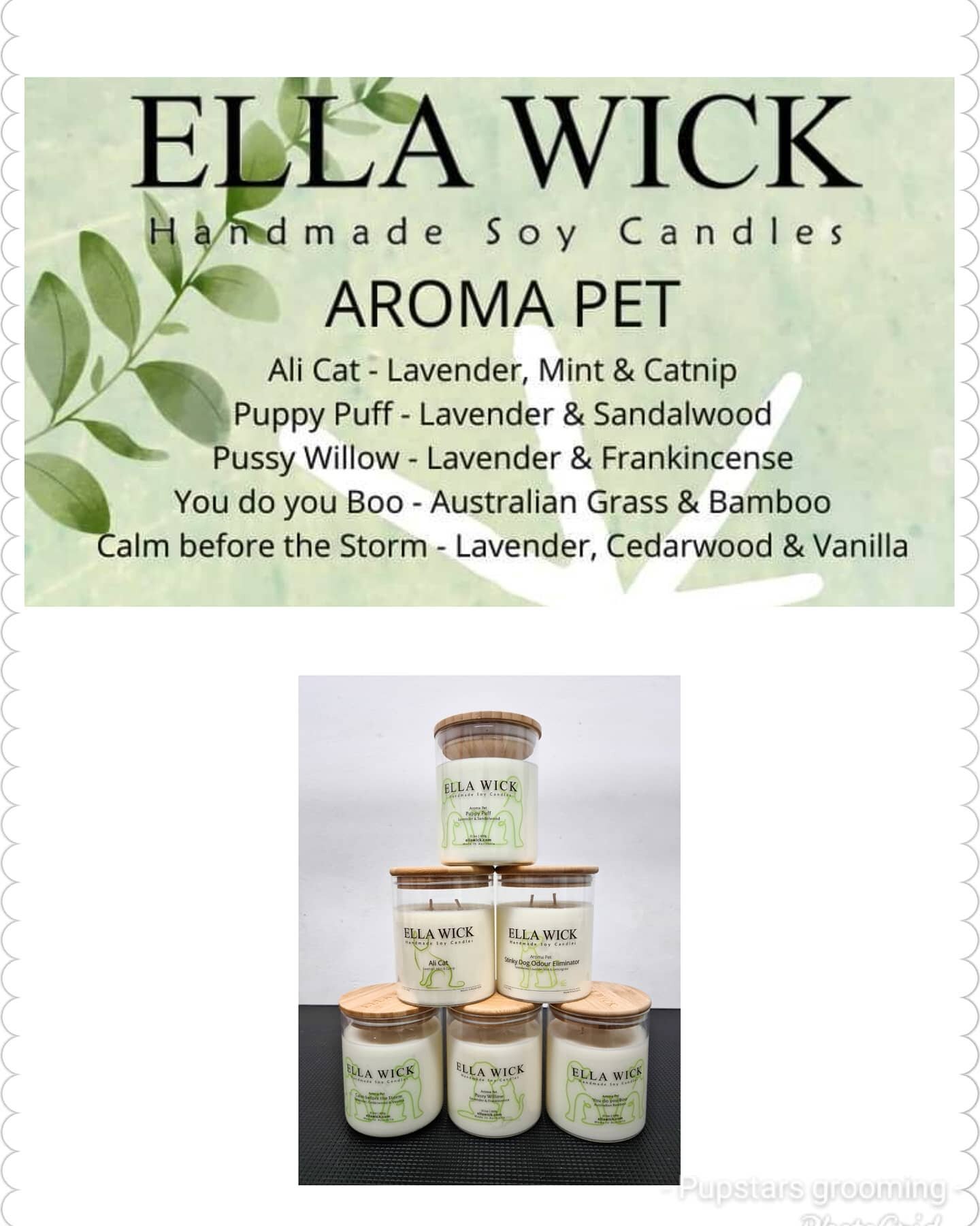 🐕🕯Ella Wick 🕯🐕 Handmade Soy Candles are now in Stock at Pupstars Grooming, a range of 6 beautifully scented 600g candles crafted to create a relaxing atmosphere and calm your pets exactly what we need in these stressful times, be sure to try one 