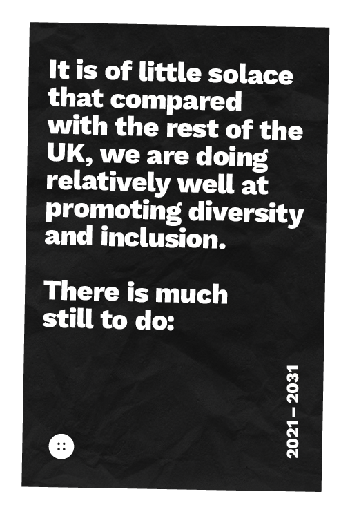   It is of little solace that compared with the rest of the UK, we are doing relatively well at promoting diversity and inclusion.     There is much still to do:       Despite Bradford’s young population, only 2% of the local cultural workforce are a