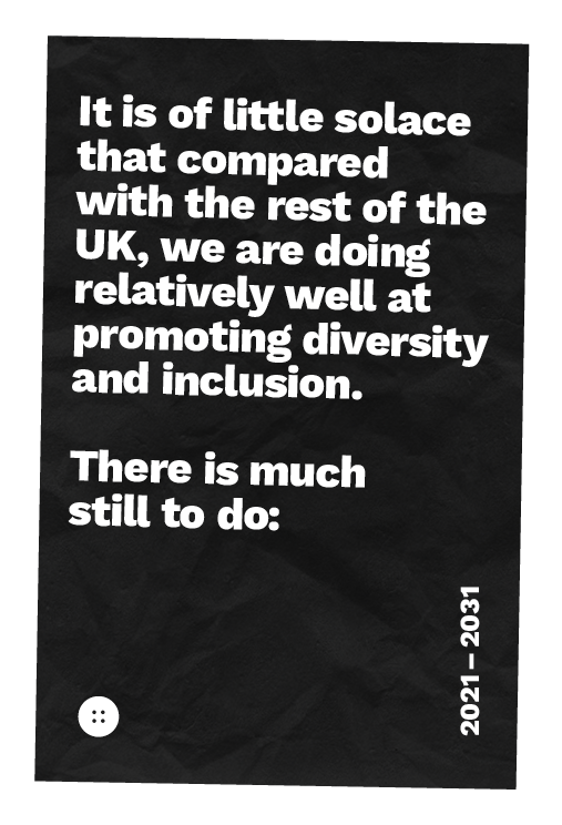   It is of little solace that compared with the rest of the UK, we are doing relatively well at promoting diversity and inclusion.     There is much still to do:       Despite Bradford’s young population, only 2% of the local cultural workforce are a