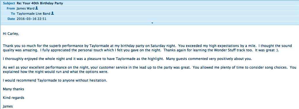 THANK YOU! James's 40th Birthday Party, Northamptonshire