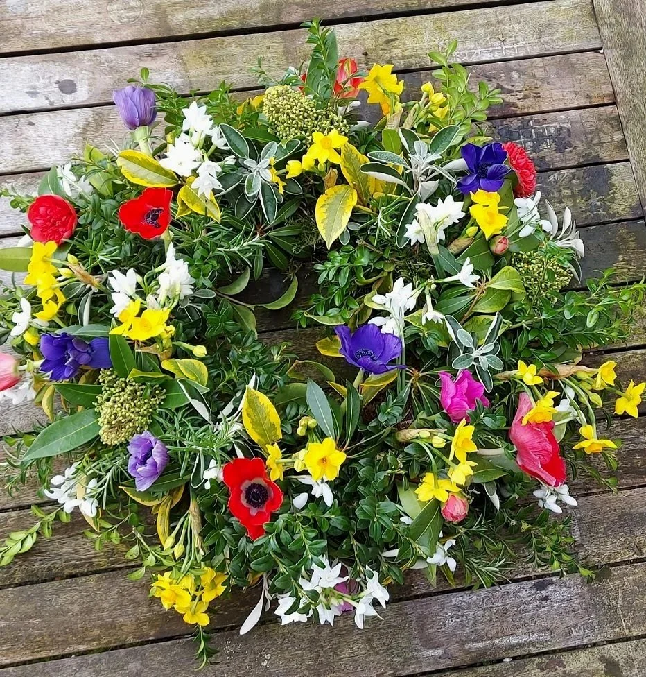 Colourful Sustainable Wreath for a Natural Burial