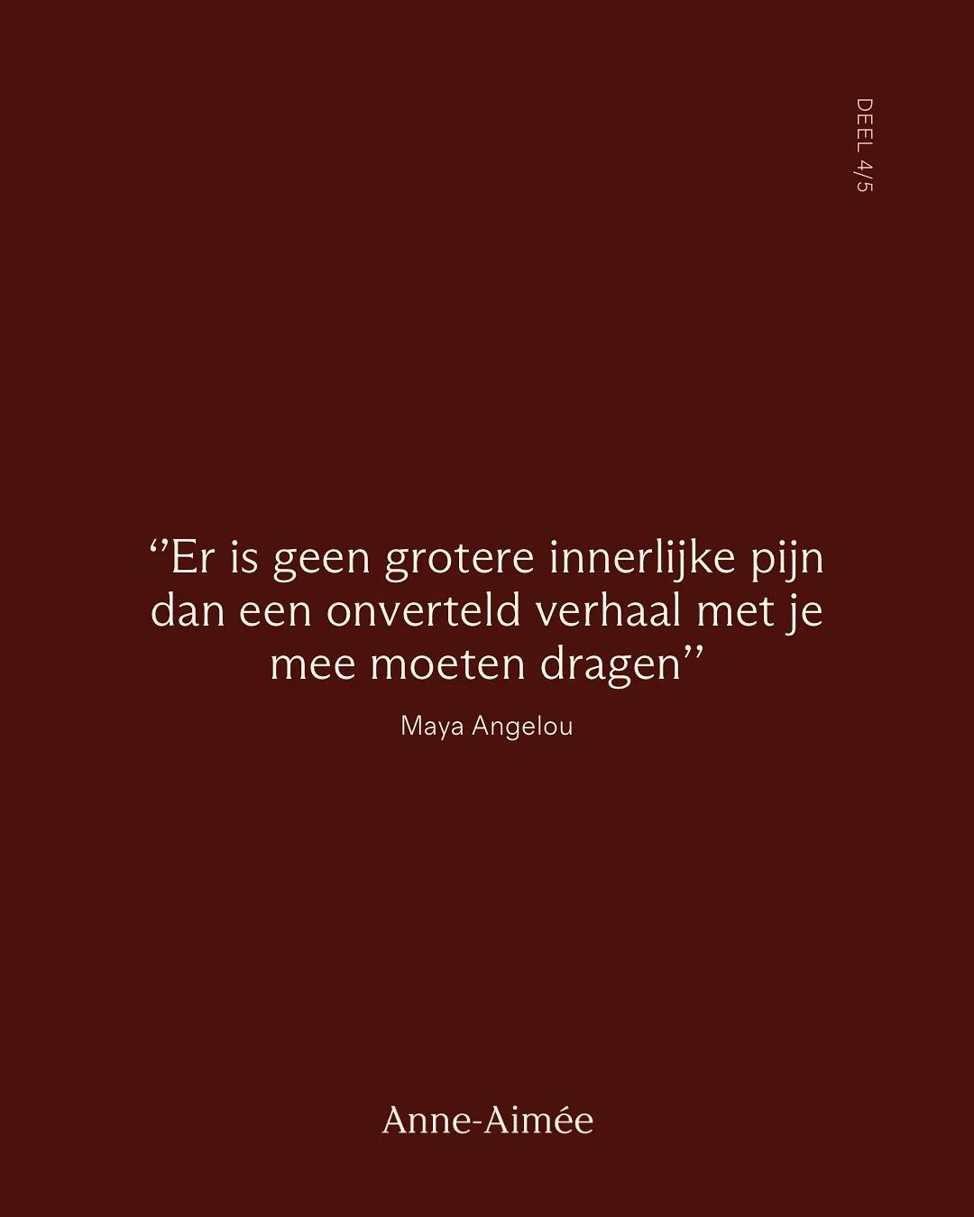Verhalen die ons vormen &amp; kracht geven - deel 4/5 

In het kader van de #messengers2025 challenge om 28 dagen lang meer echtheid te laten zien op instagram.

7/28 

Volg @anneaimeeblacquiere voor meer content over de vrijmoedige vrouw: van aangep