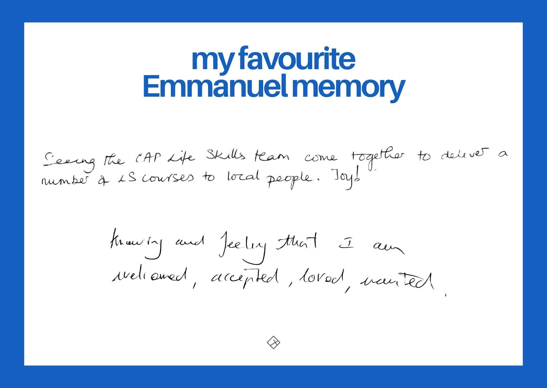 As part of our birthday celebrations, reflecting on 20 years of Emmanuel, we asked our church family for some of their favourite memories. Here's what people had to say! 💙