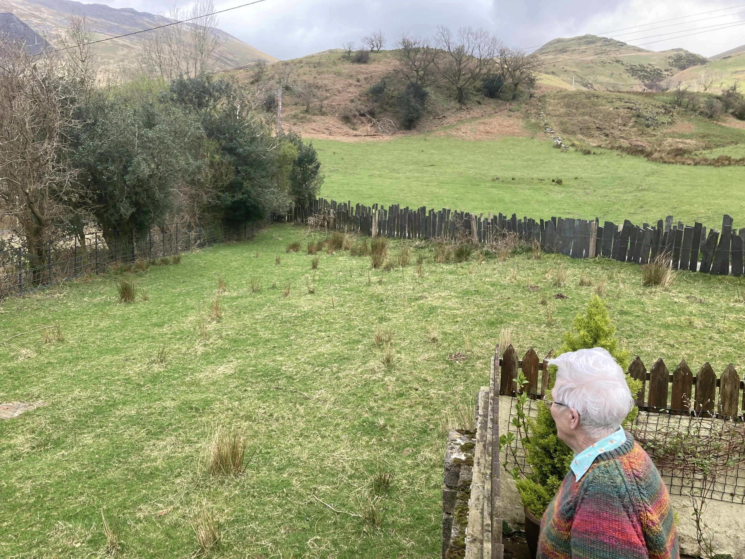 Mary looking out over Catch Mary and Yr Erwyn beyind