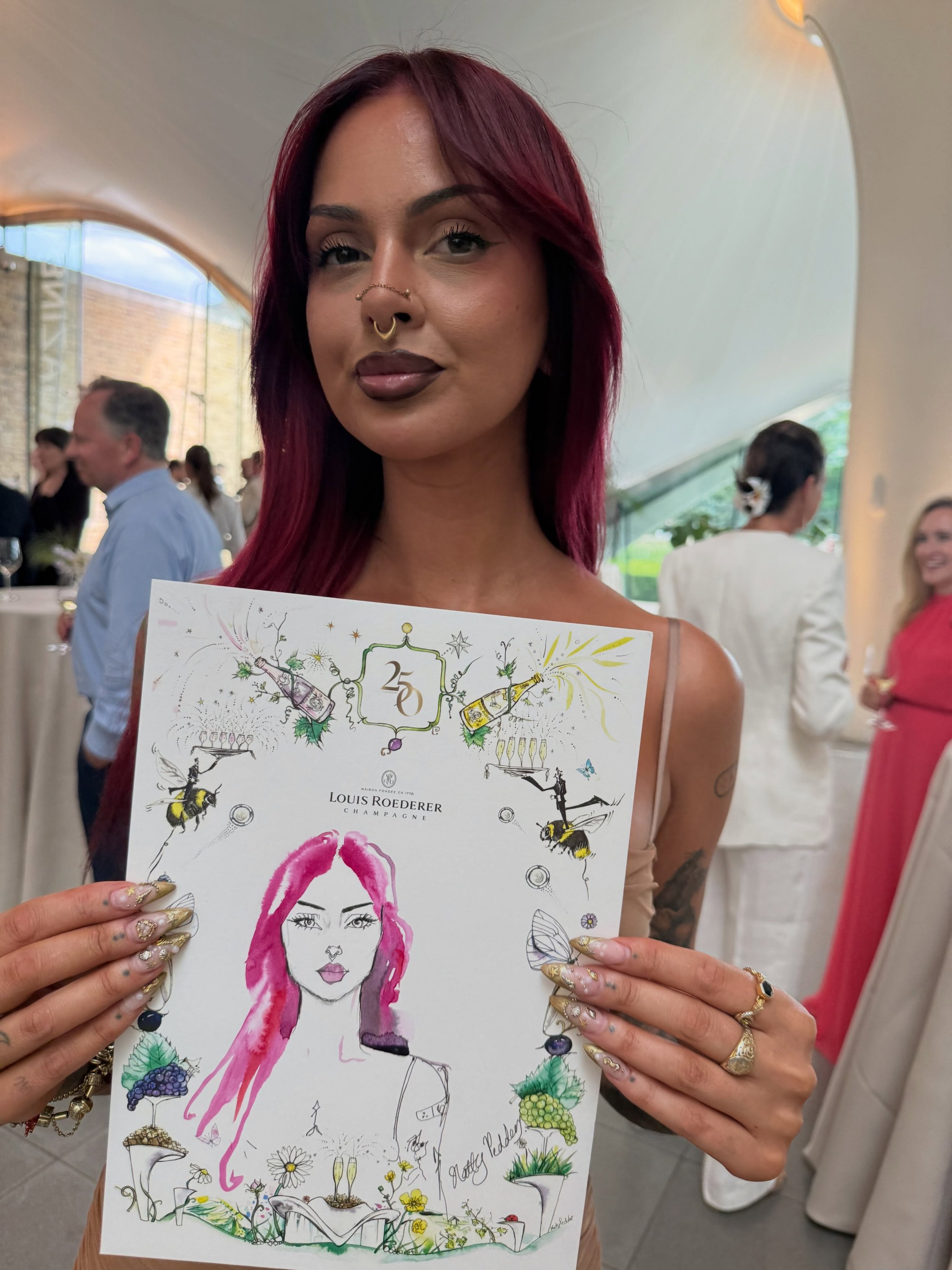 I am so grateful for this wonderful creative collaboration with @louisroederer_ &amp; @the_dorset_wine_lover , creating illustrated menus &amp; live portraits of all your gorgeous guests. It was a magical evening full of joy and bubbles, set in The M