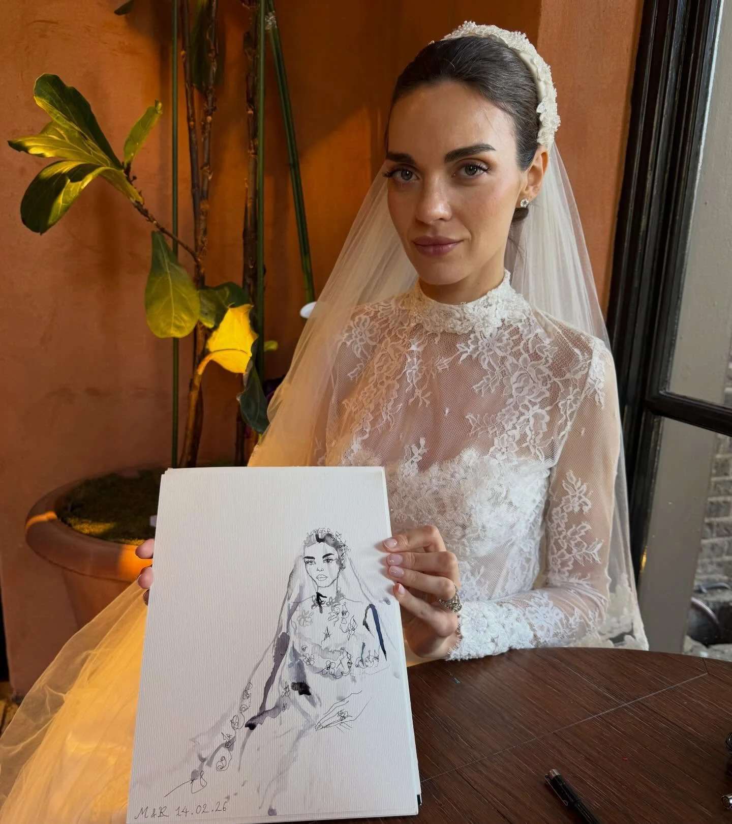 The hugest congratulations to @magda.laguinge &amp; @rodolamboglia for your beautiful Valentine&rsquo;s wedding.  It was such an honour to draw for you &amp; to capture your families and gorgeous guests, set in the exquisite @belvedere_holland_park