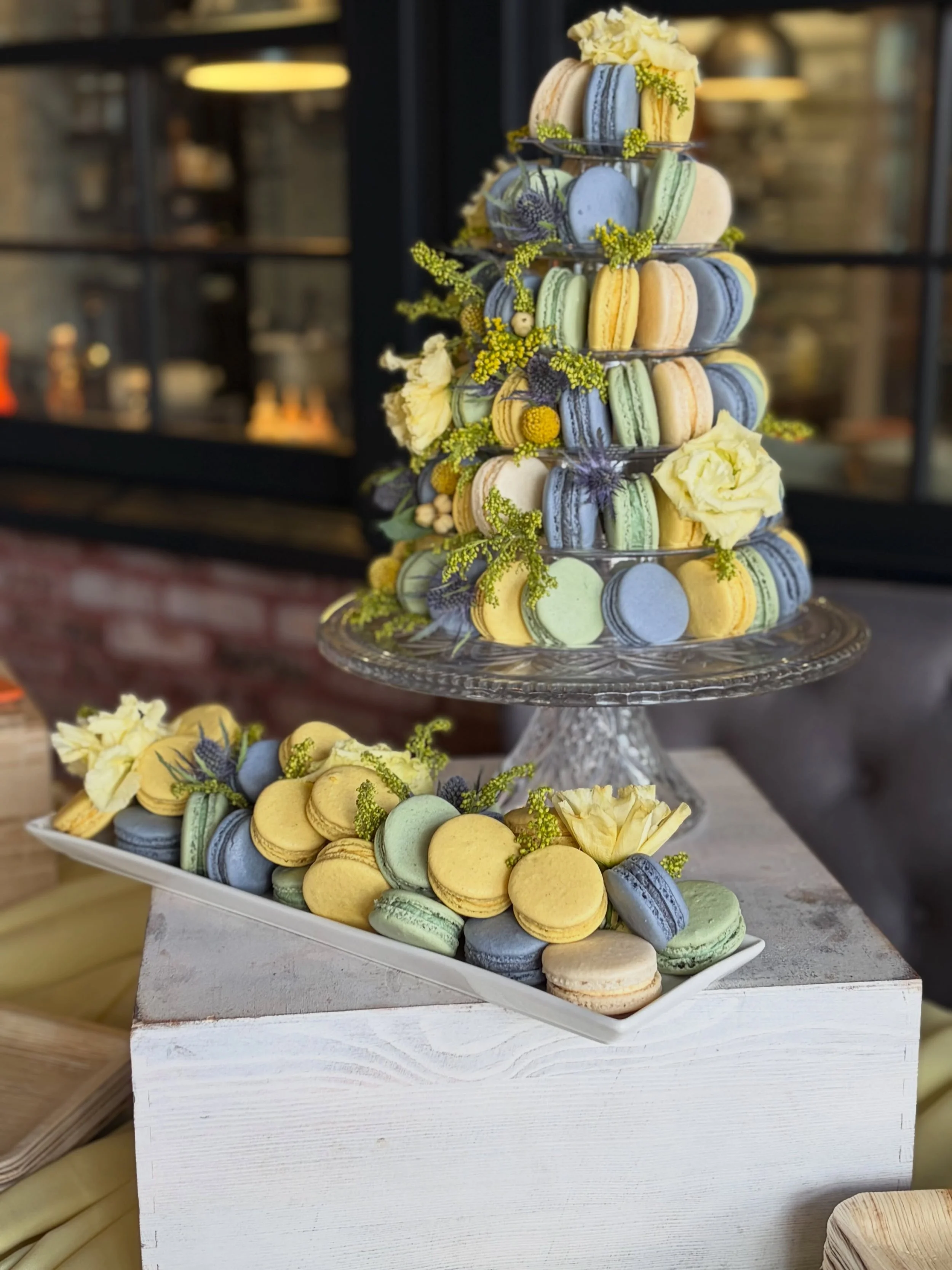 The age old question&hellip;

&hellip;it is macaron or macaroon?

Macarons (mah car ON) like the ones pictured here are delicate French pastries made from ground almonds. 

Macaroons (Mah cah ROON) are chewy cookies made from desiccated coconut. 

Th