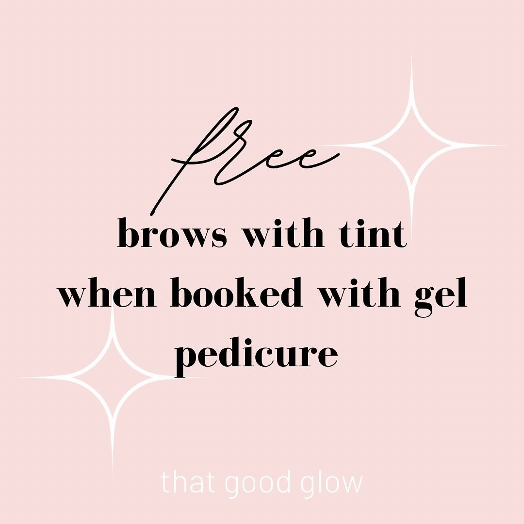 Sandal season has arrived so I&rsquo;ve decided to run a little promo! 
Book a gel pedicure and receive a free brows with tint. Please read details below ⬇️ 
✨brows with tint must be booked at the same time as your gel pedicure 
✨this promo is for ge