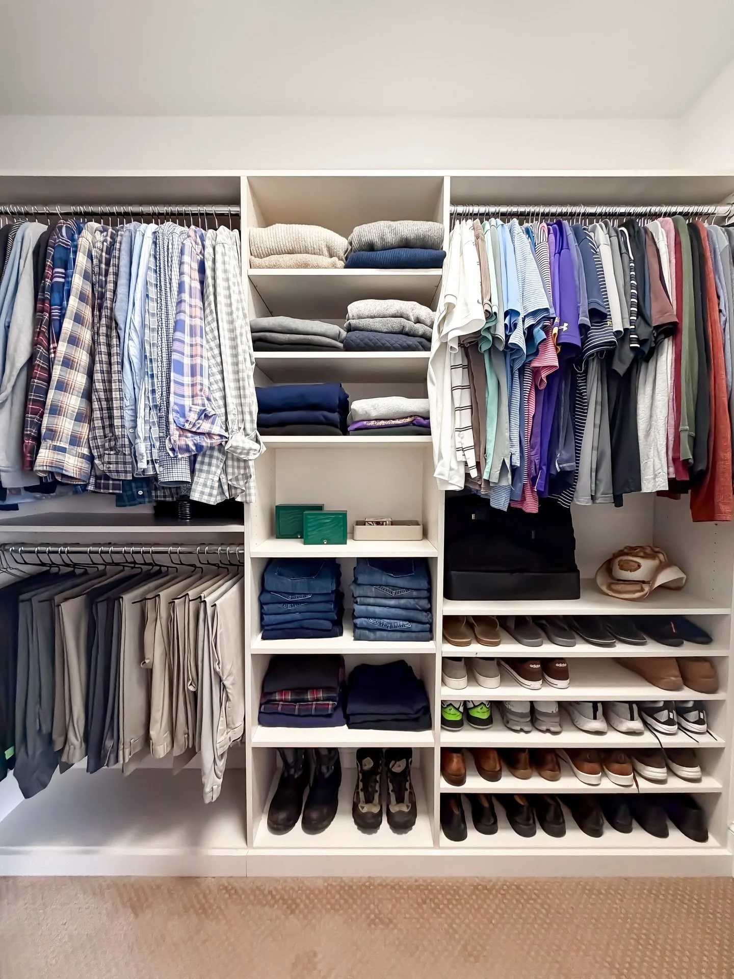 Before ➝ After

This men&rsquo;s closet needed a smarter layout. The original design simply didn&rsquo;t allow enough shelving for folded items and shoes, which made it hard to keep things organized.

By reworking the shelving to match how he actuall