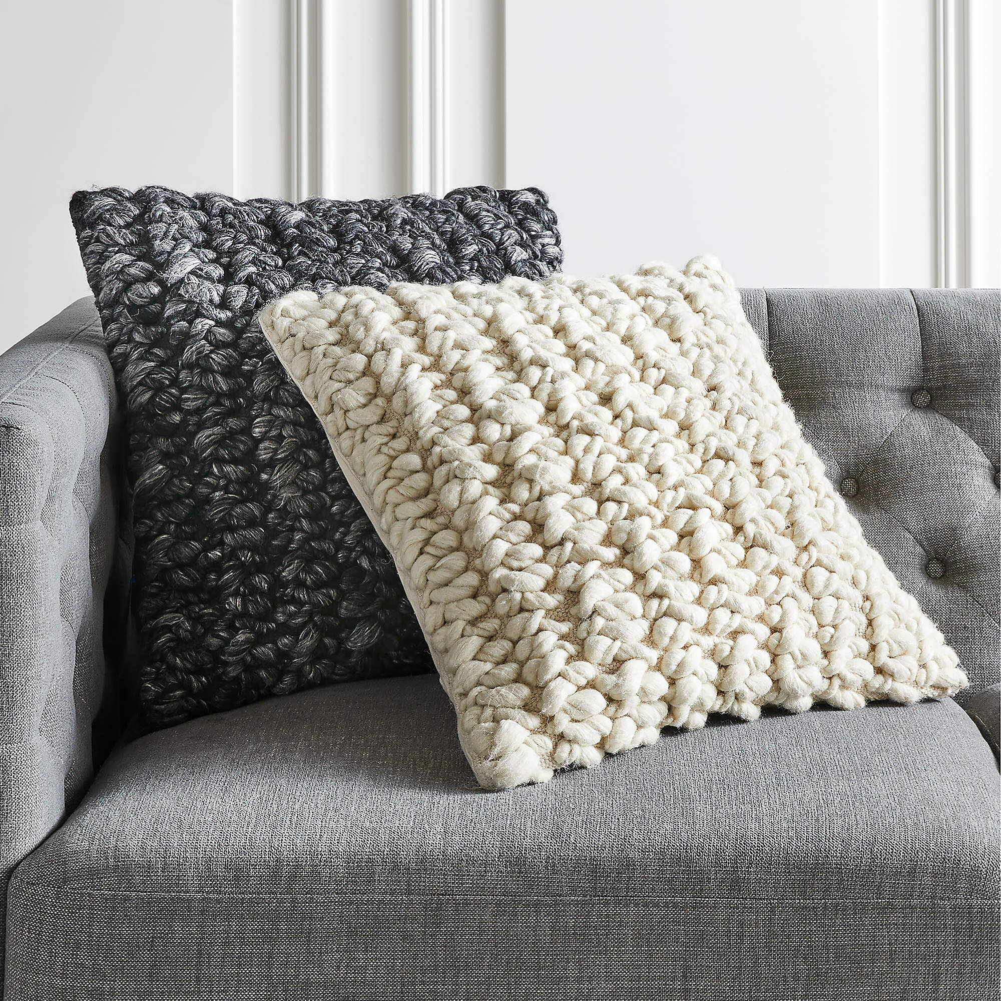 Tille Wool Ivory Pillow with Insert, CB2