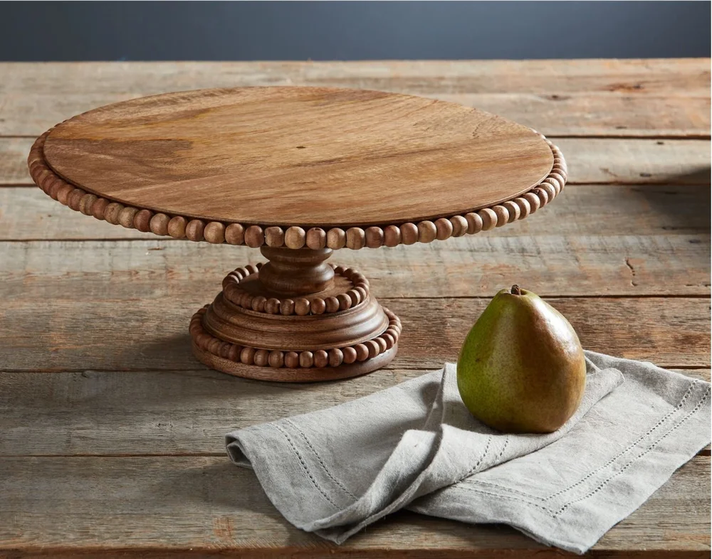 Beaded Mango Wood Pedestal, Mud Pie