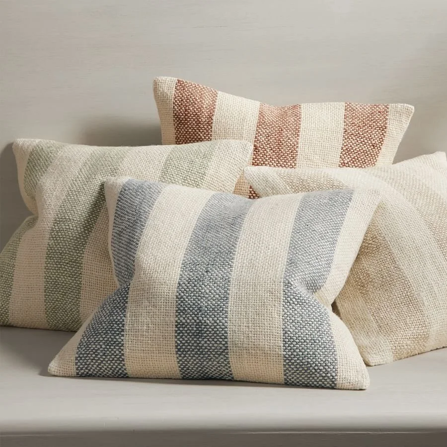 Faye Textured Striped Pillow, Pottery Barn
