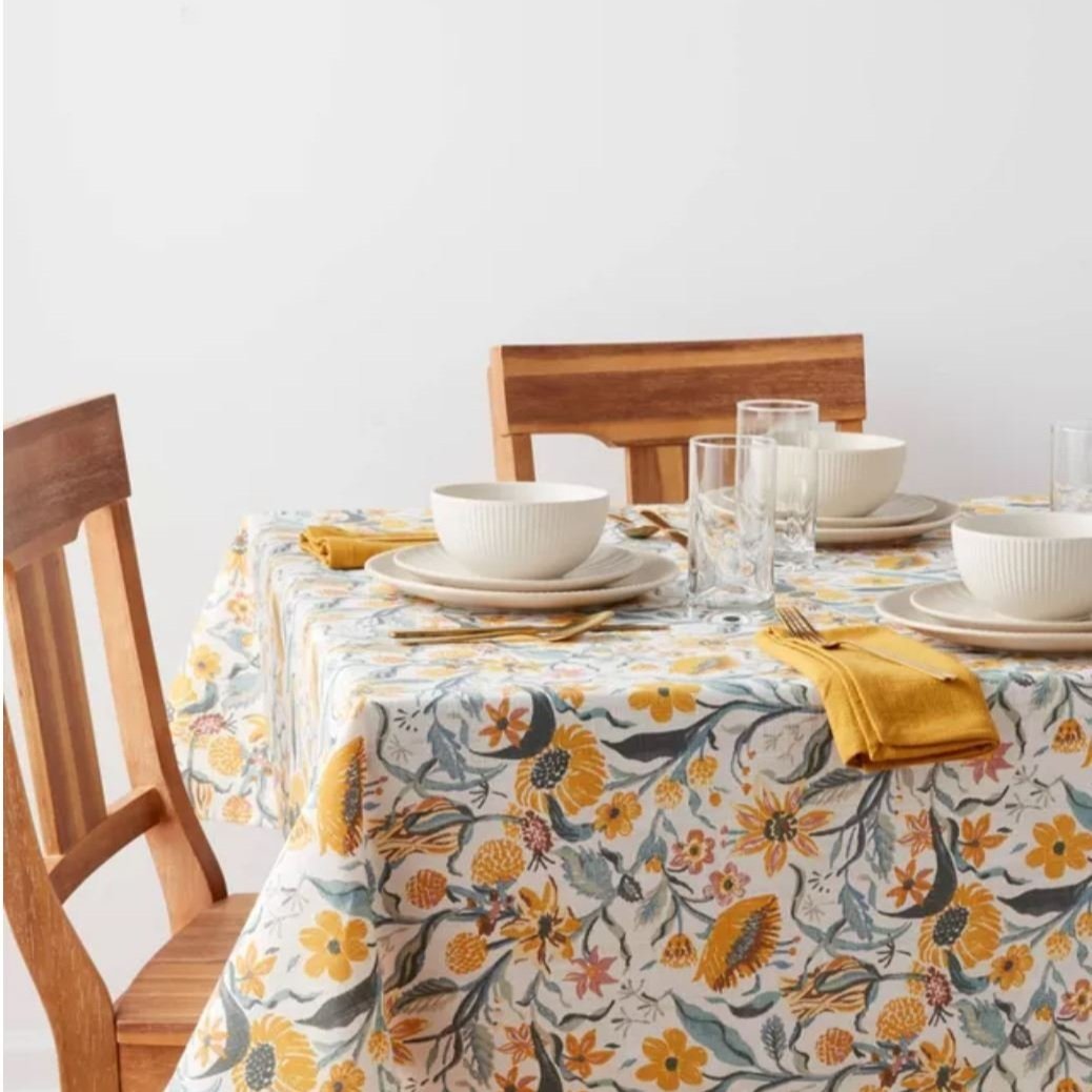 Bold Floral Cotton Tablecloth, Target