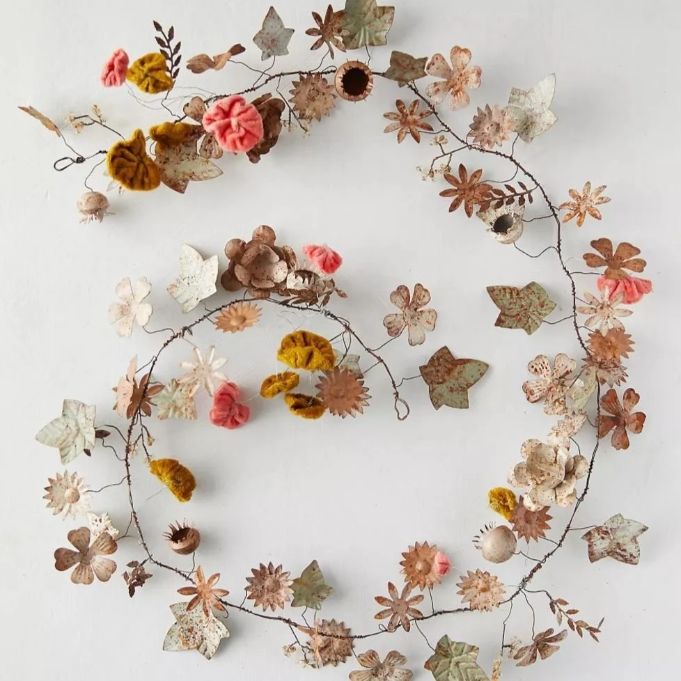 Spring Botanicals Iron + Velvet Garland, Anthropologie