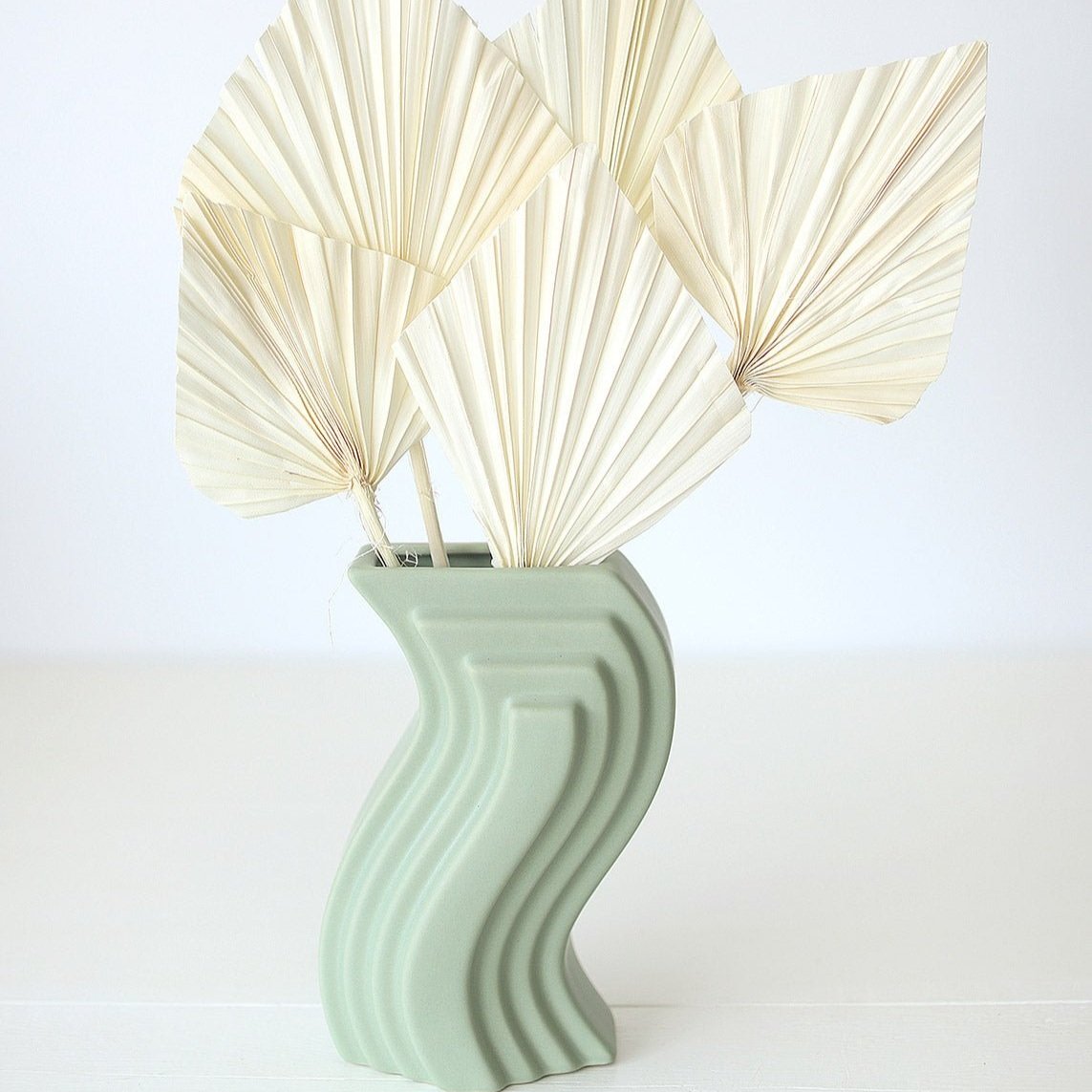 Nordic Mint Mid-Century Wave Vase, Afloral