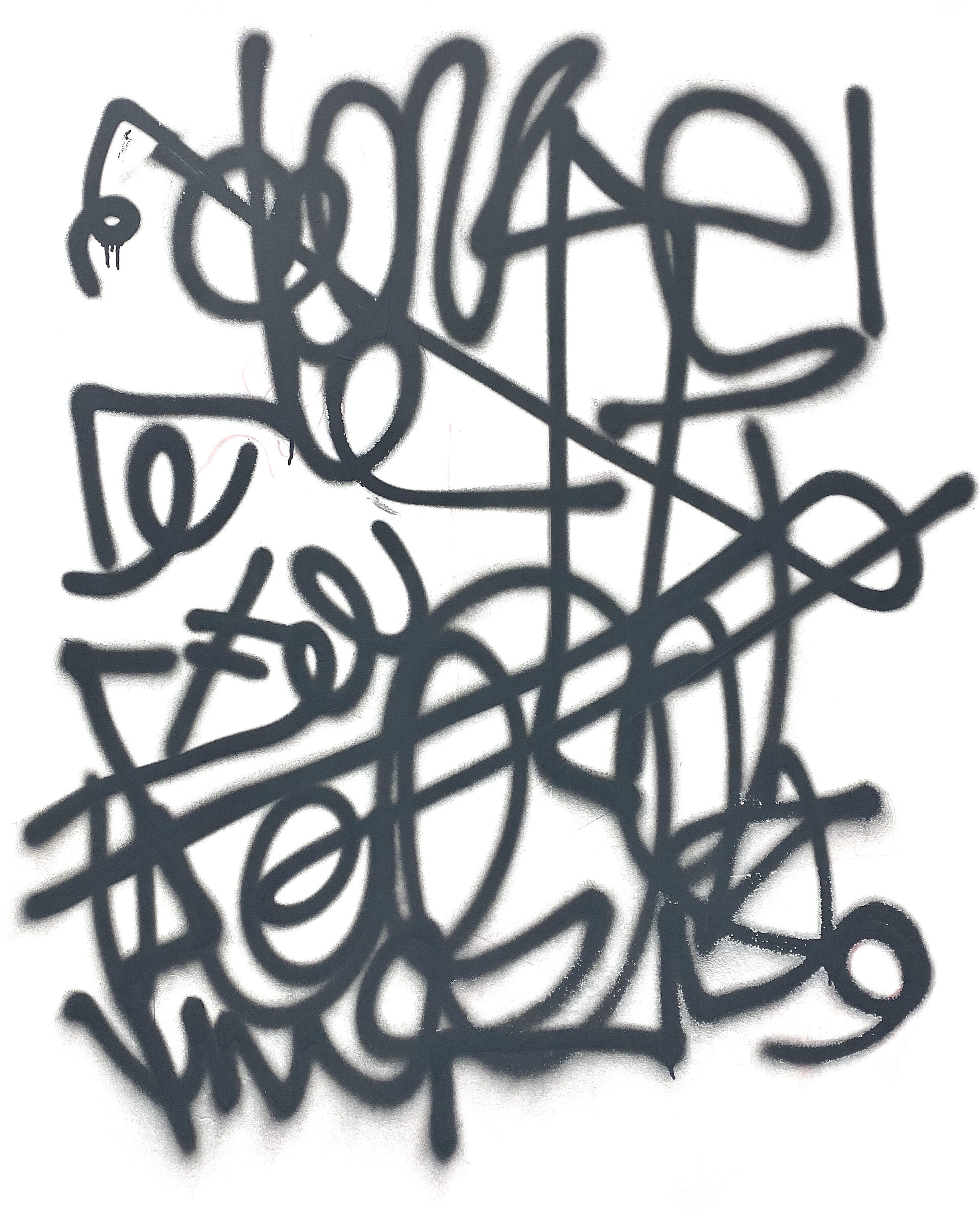 TALKING BODIES, 2020, Spray paint & pencil on canvas, 60 x 48"