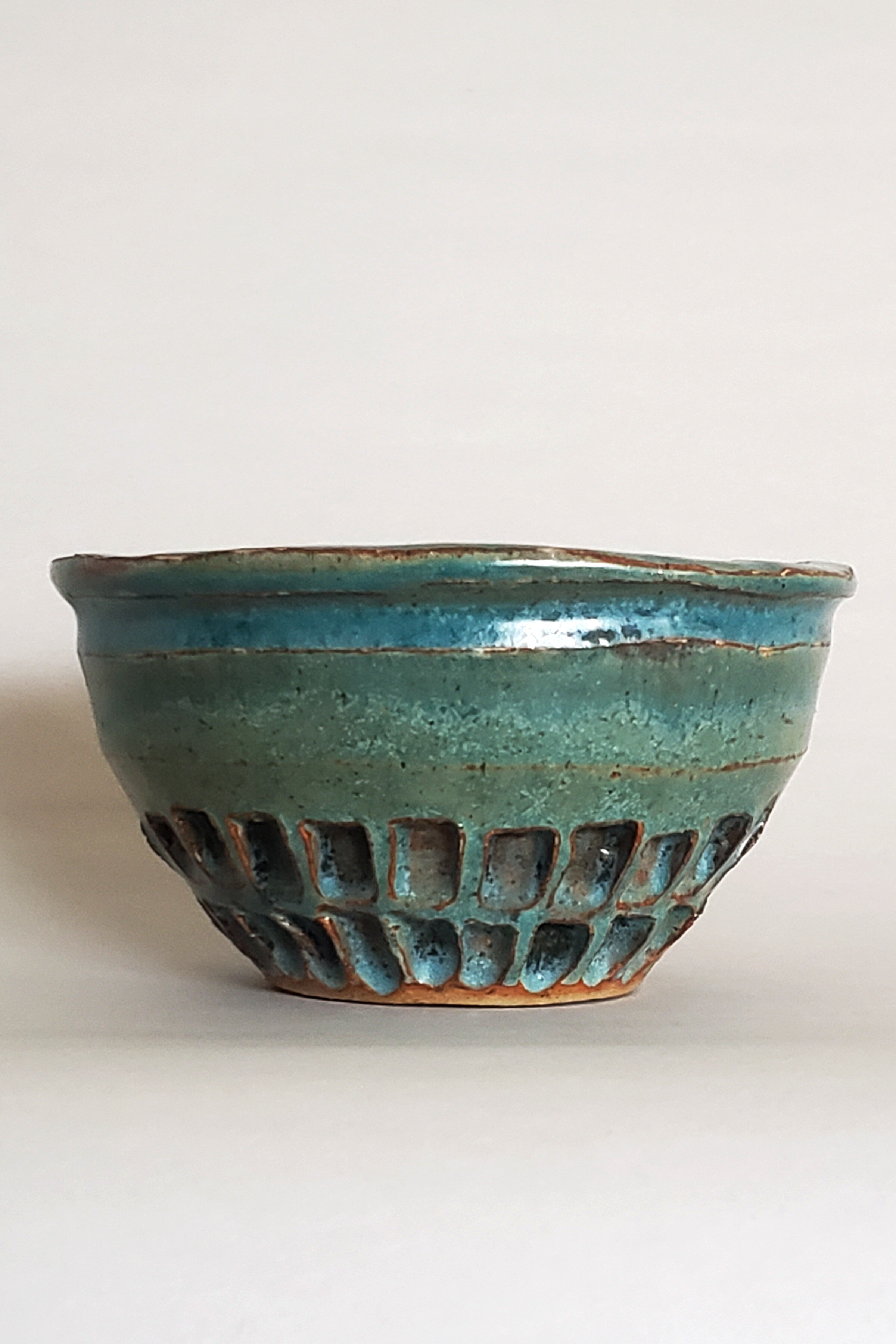 Carved Aqua Bowl
Stoneware