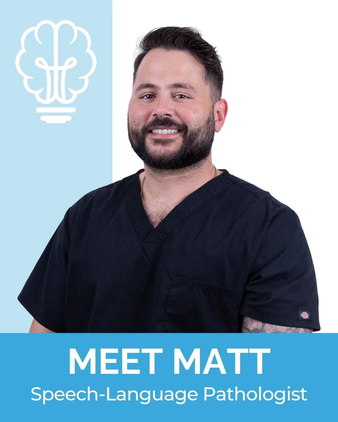 Say hi to Matt, the newest SLP to join our team at NSS! 👋
Matt comes to us with a strong background working with adults with intellectual and developmental disabilities, and he’s now diving headfirst into the world of neurogenic communication
