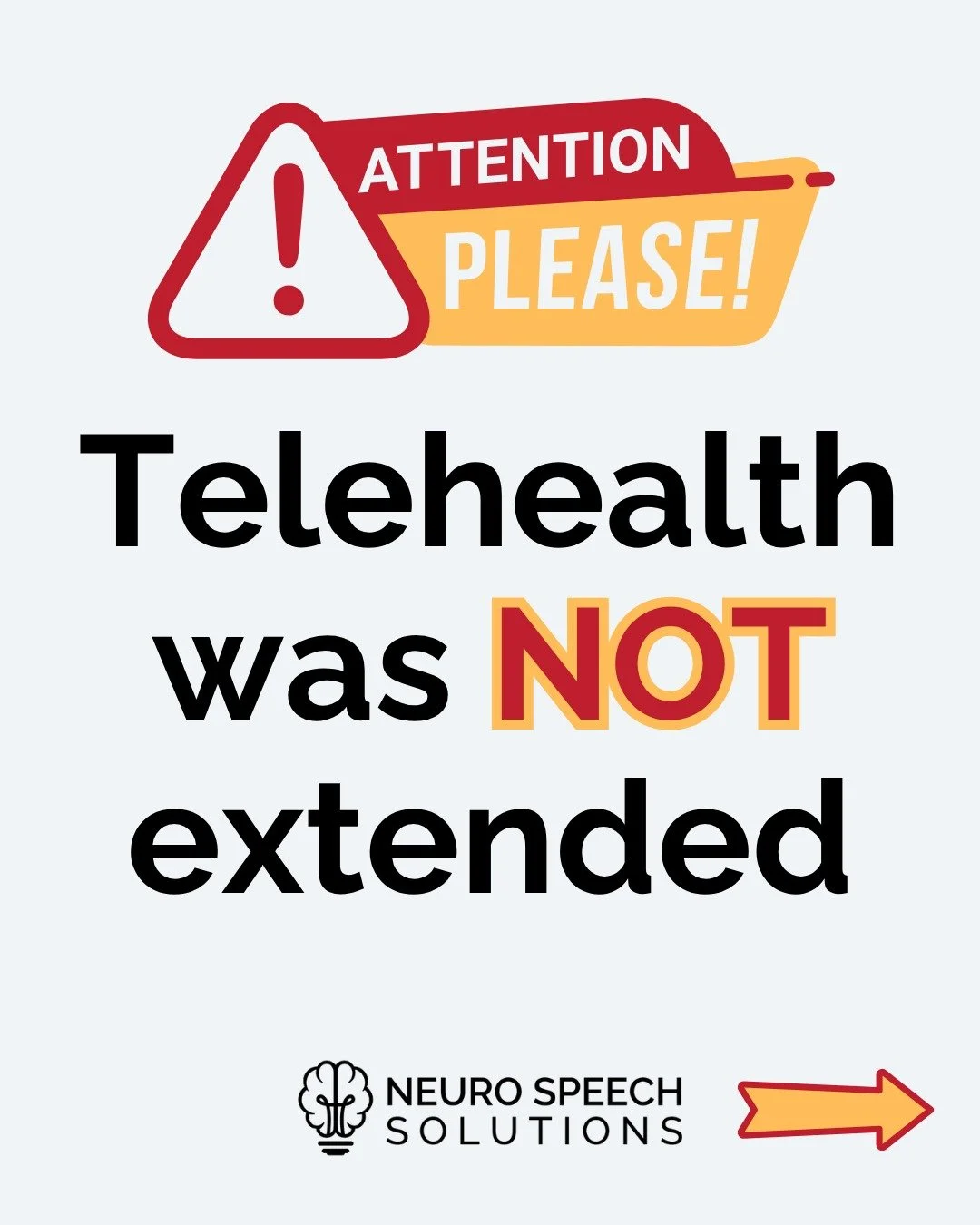 🚨 ATTENTION: CRUCIAL TELEHEALTH UPDATE
If there was ever a time to use caps lock, it's RIGHT NOW
Due to the government shutdown, the telehealth statute has LAPSED, and SLPs, PTs, and OTs CANNOT see patients by telehealth as a covered Medicare serv