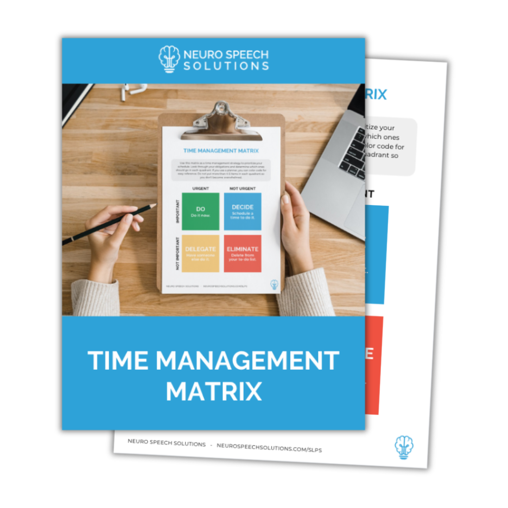 Time Management Matrix — Neuro Speech Solutions