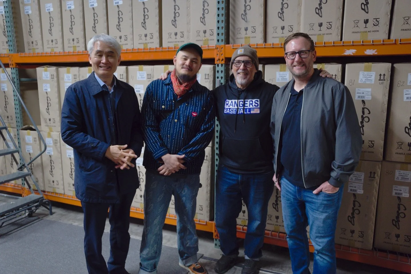 Our wonderful friends from @crafter_korea, father and son team Injay and John, stopped by our factory this week, pictured here with Lloyd Baggs and Director of Engineering Tommy Linn. We are so grateful for our three-decade relationship with this won